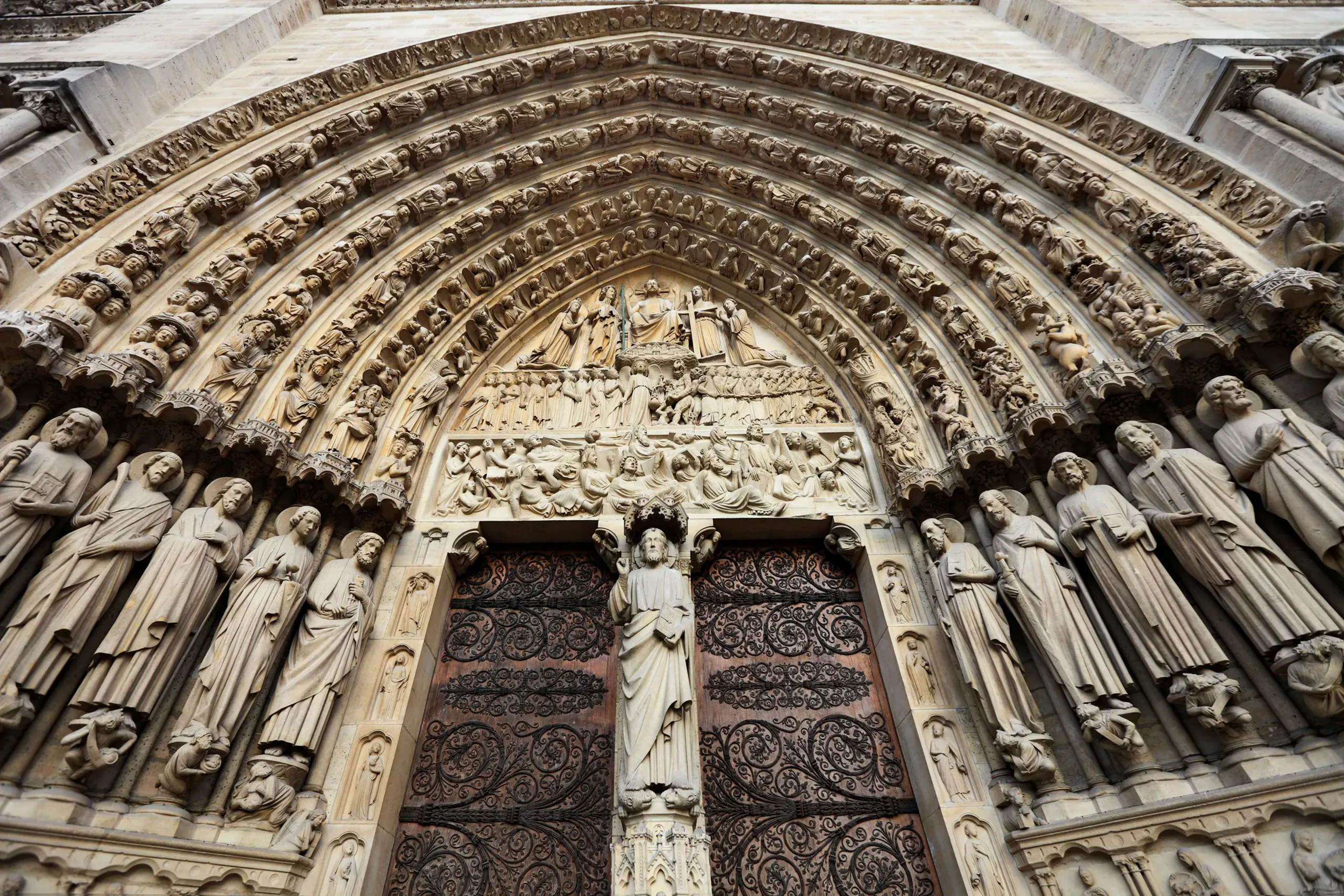 Notre‑Dame portal sculpture with tympanum and archivolts