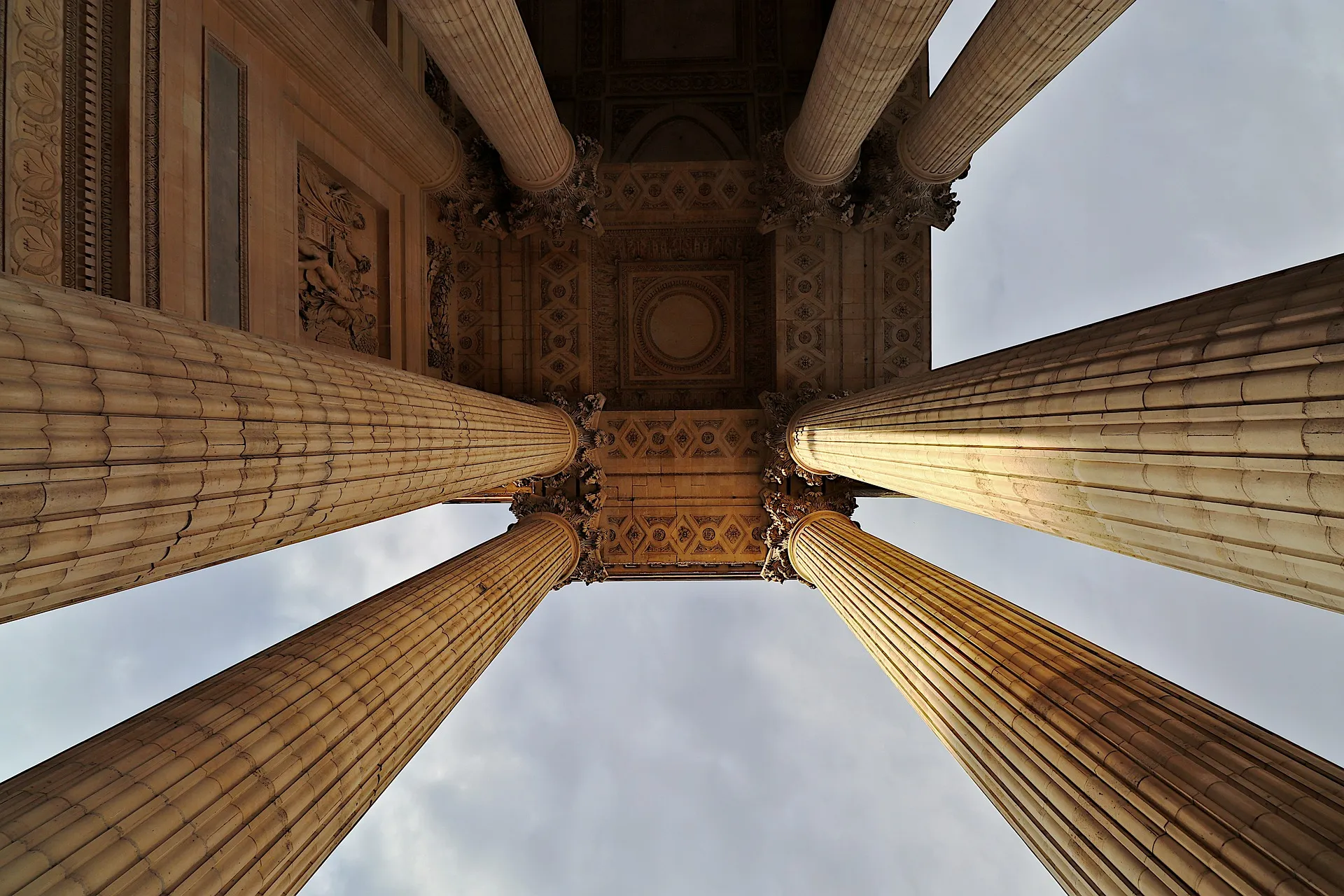 Doric columns looking up