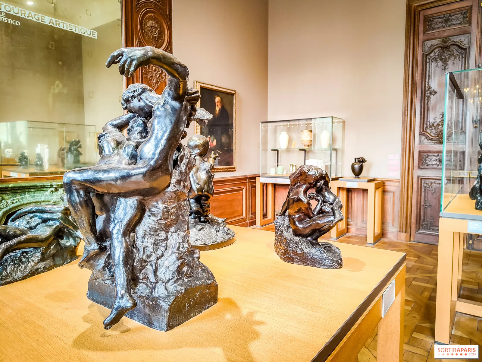 Museum gallery with Rodin sculptures