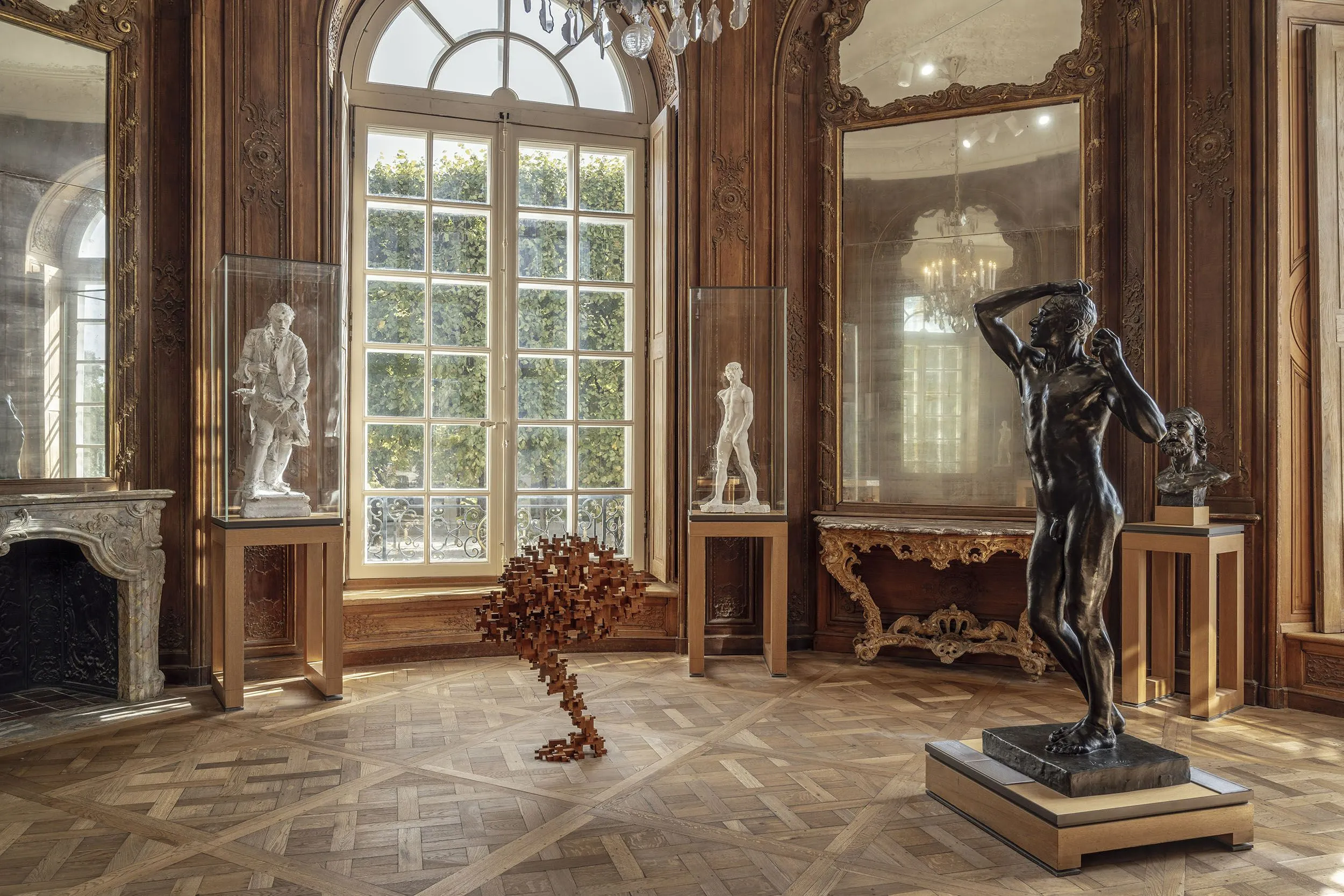 Sculptures in museum gallery