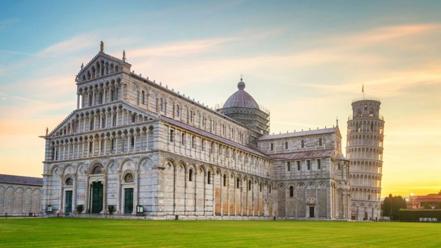 Interior of Pisa Cathedral with visitors