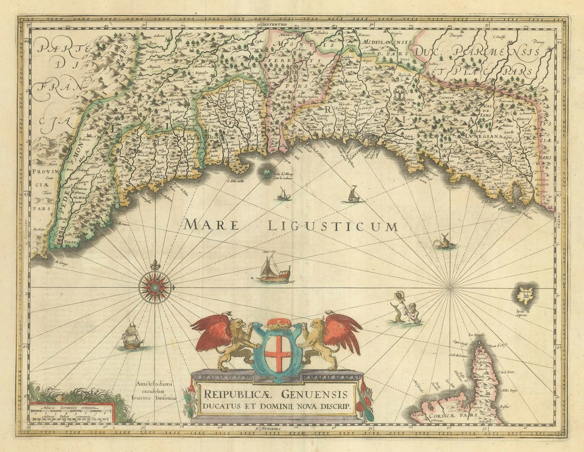 Old Ligurian Sea Map