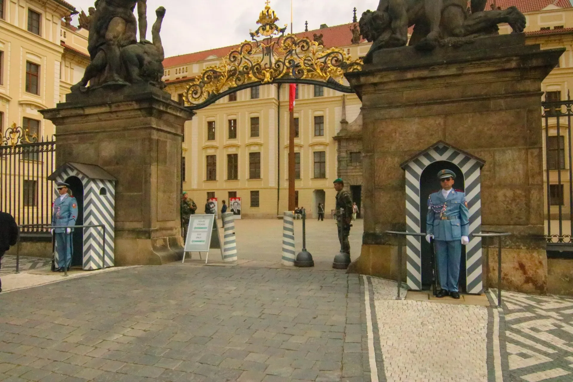Detail of Prague Castle entrance and guards
