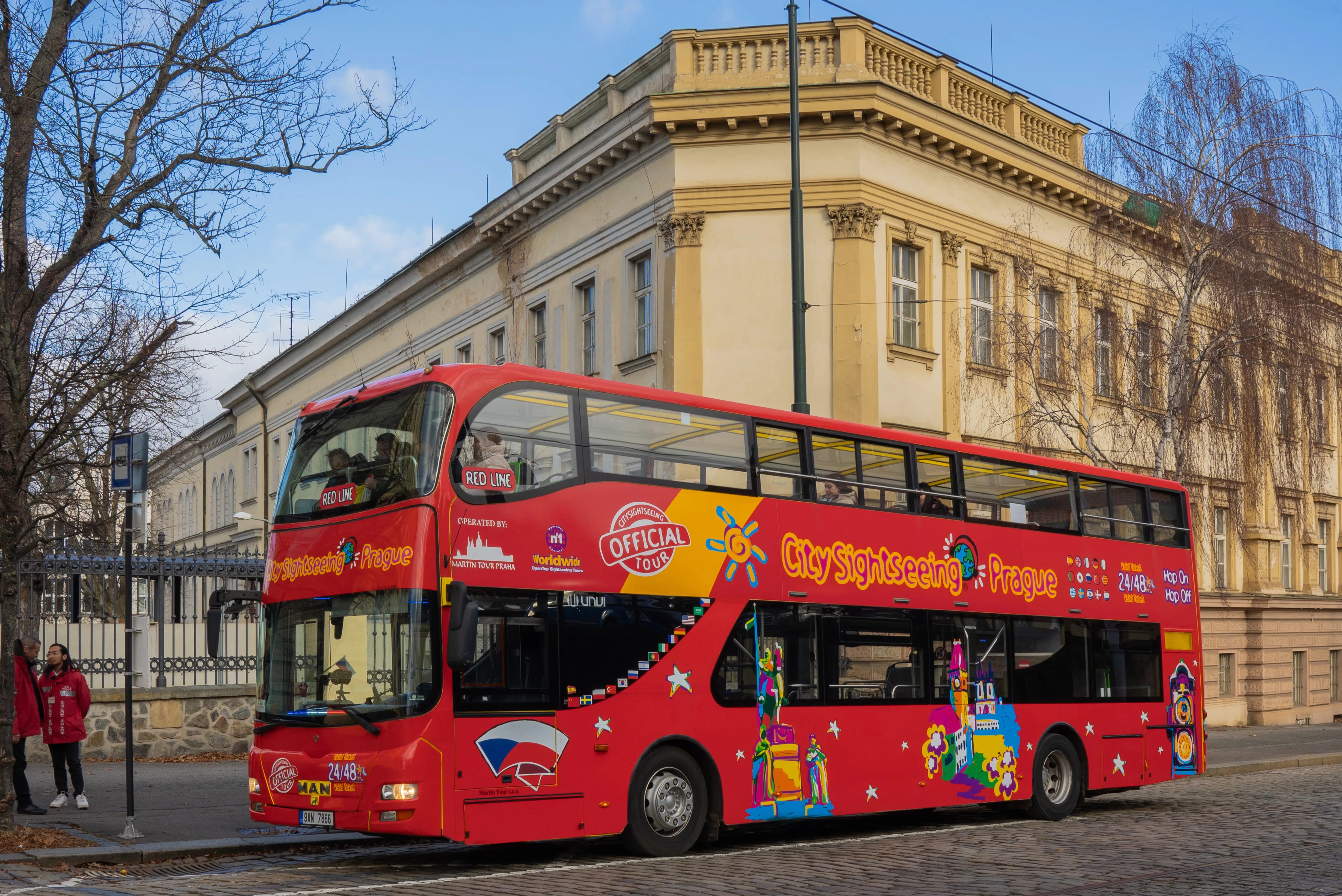 Hop-on Hop-off red bus in Prague