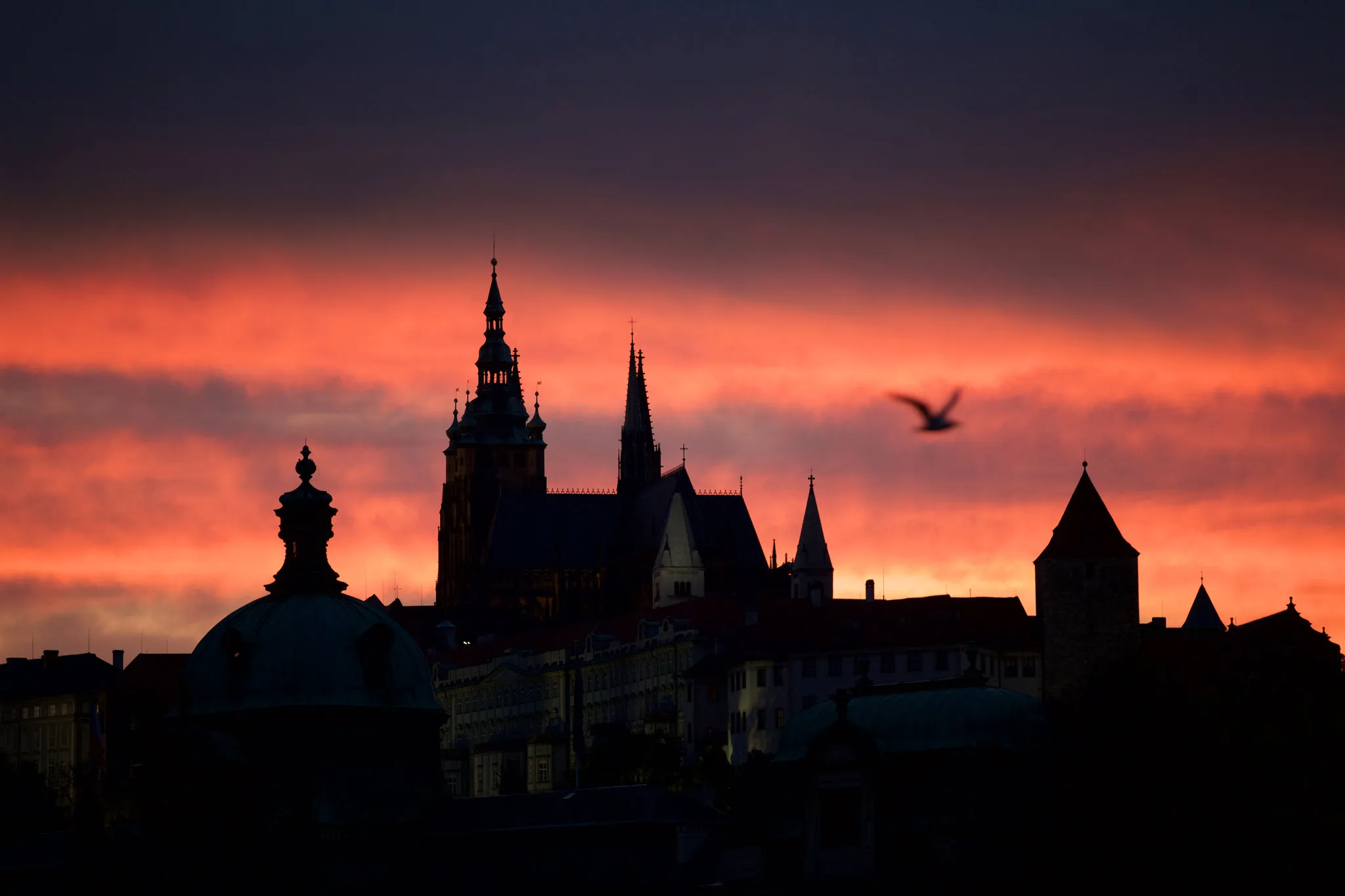 Prague skyline at sunset