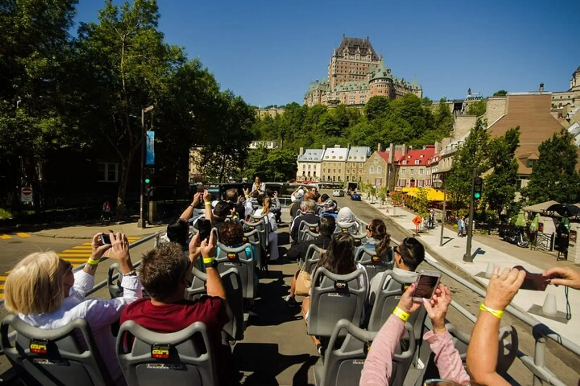 Open-top bus seats with Château Frontenac in view