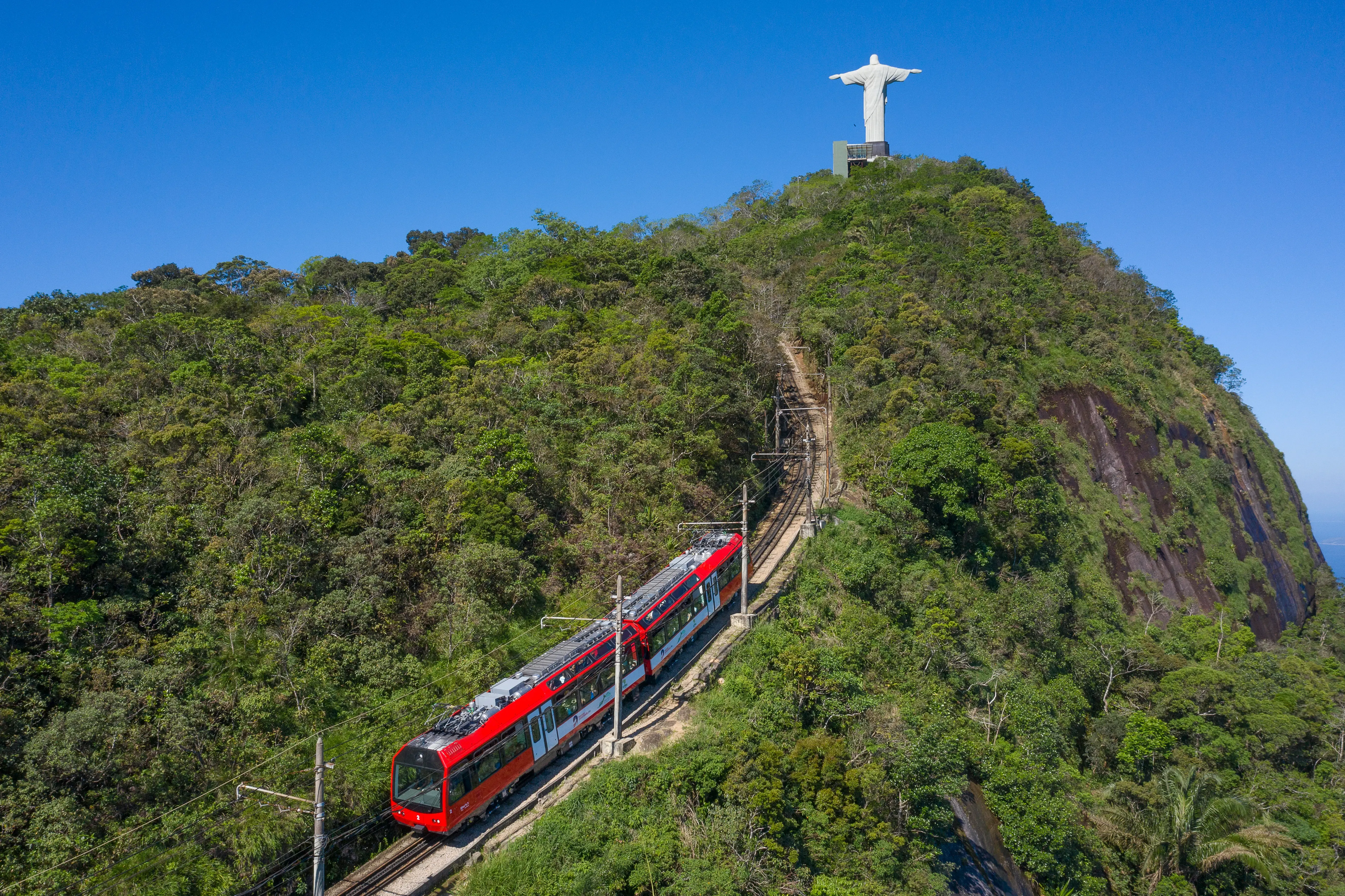 Corcovado Train Approaching the Summit