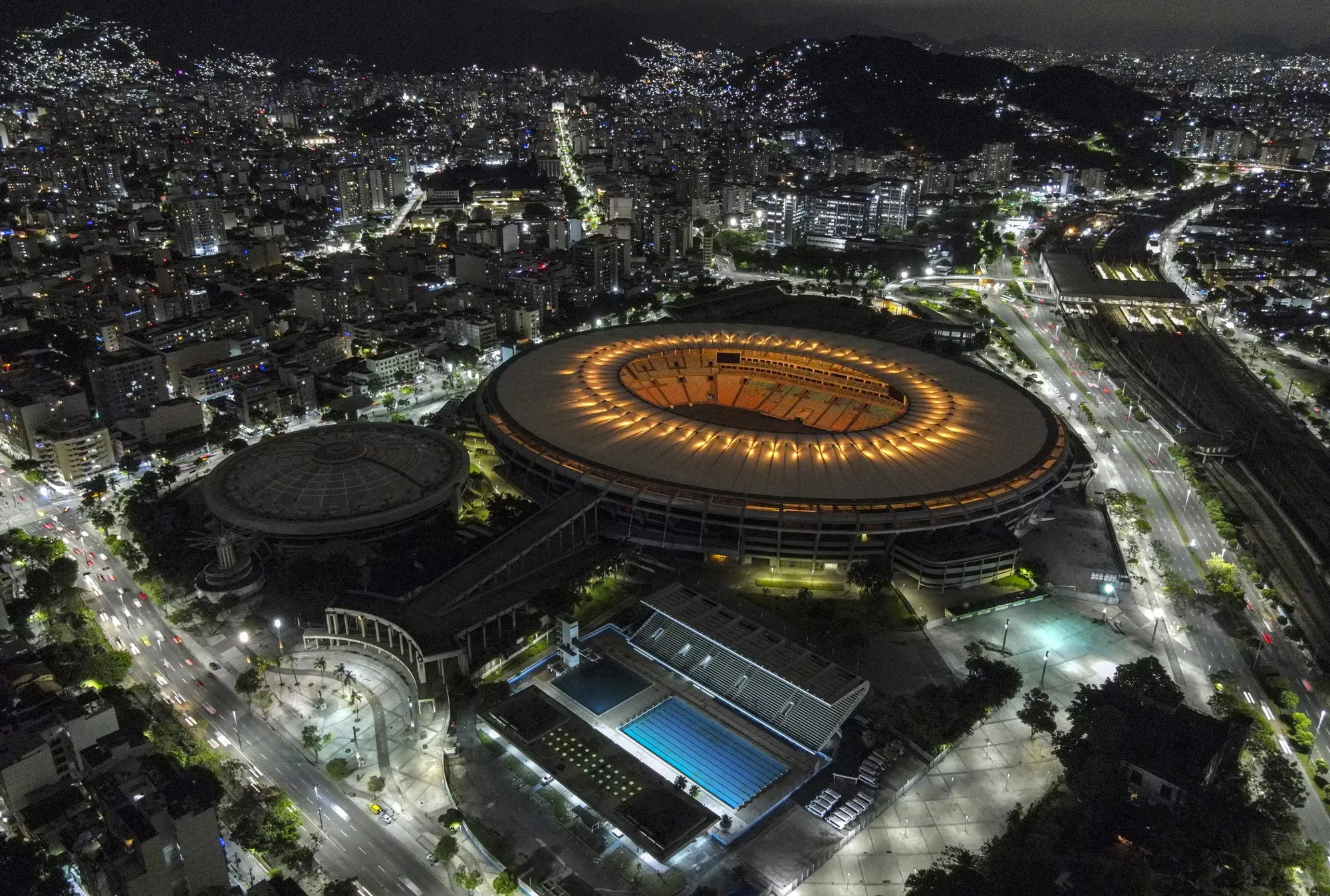 Maracanã Stadium Illuminated at Night