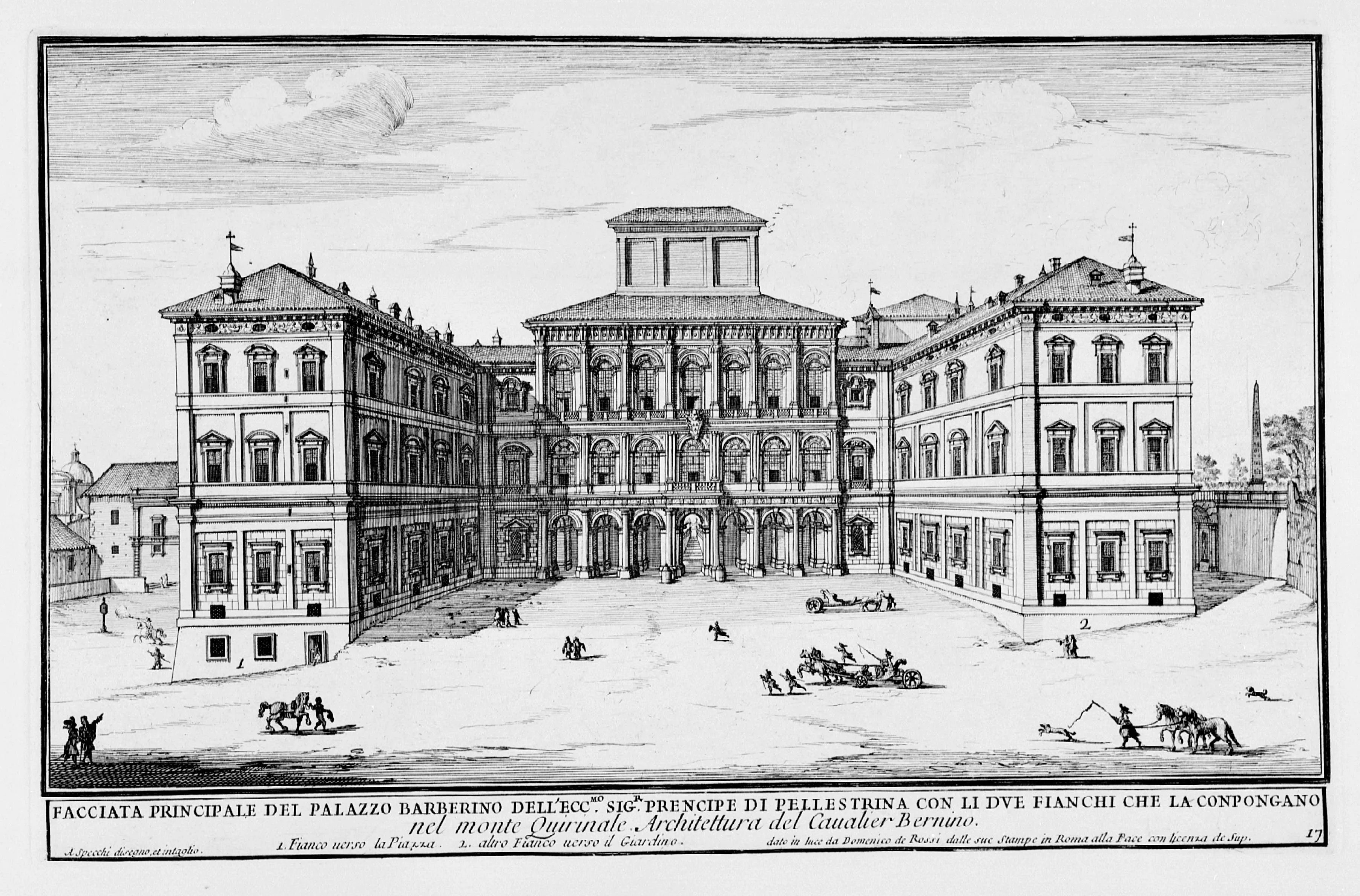 Historical print of Palazzo Barberini