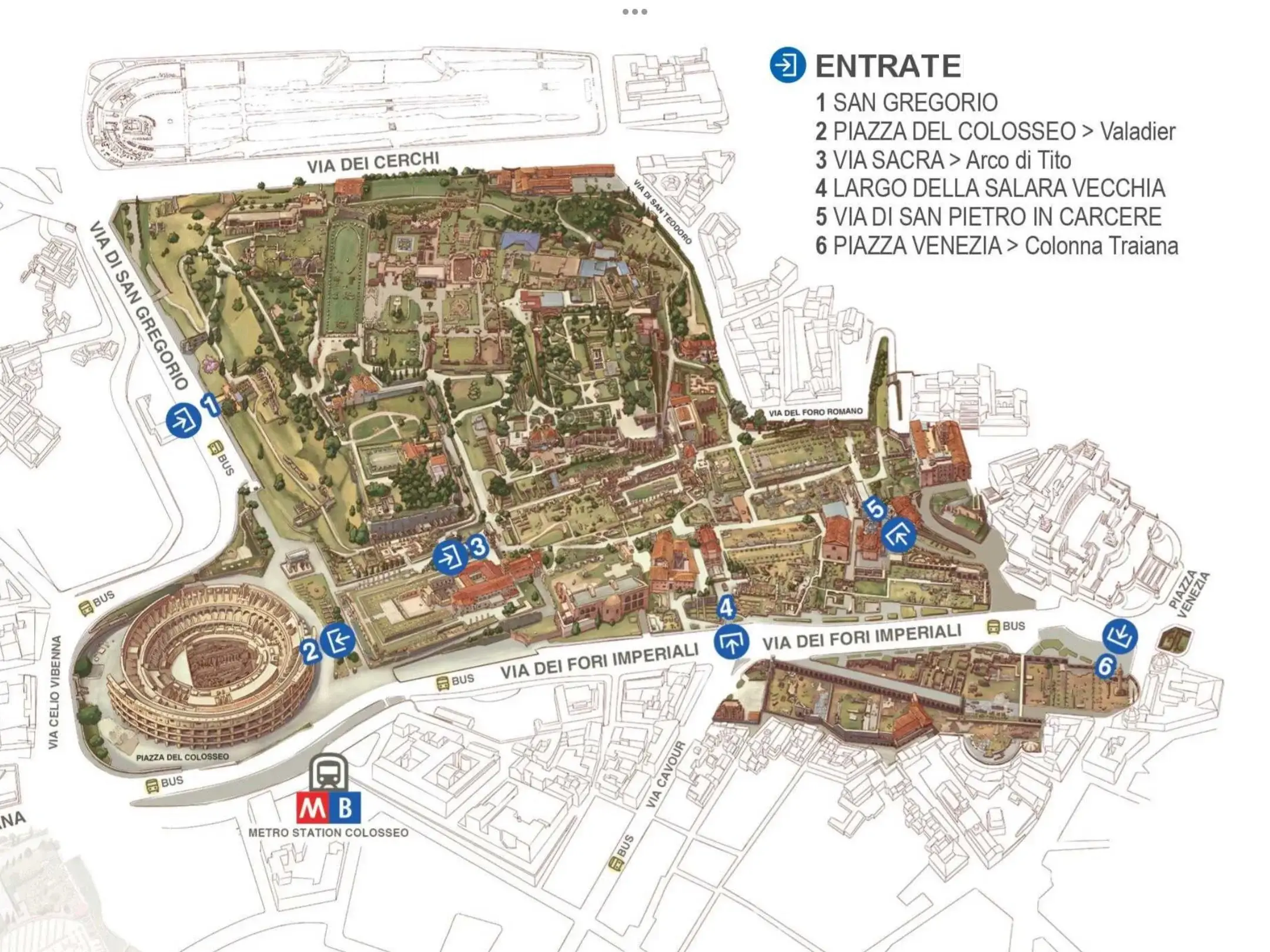 Map of the Imperial Forums area in Rome