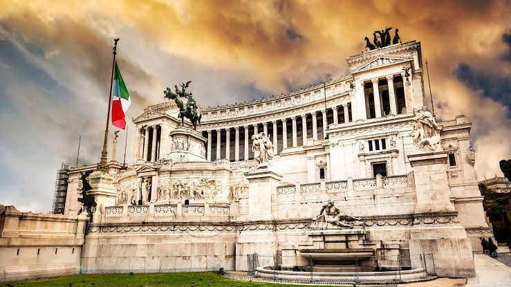Vittoriano monument front view in Rome