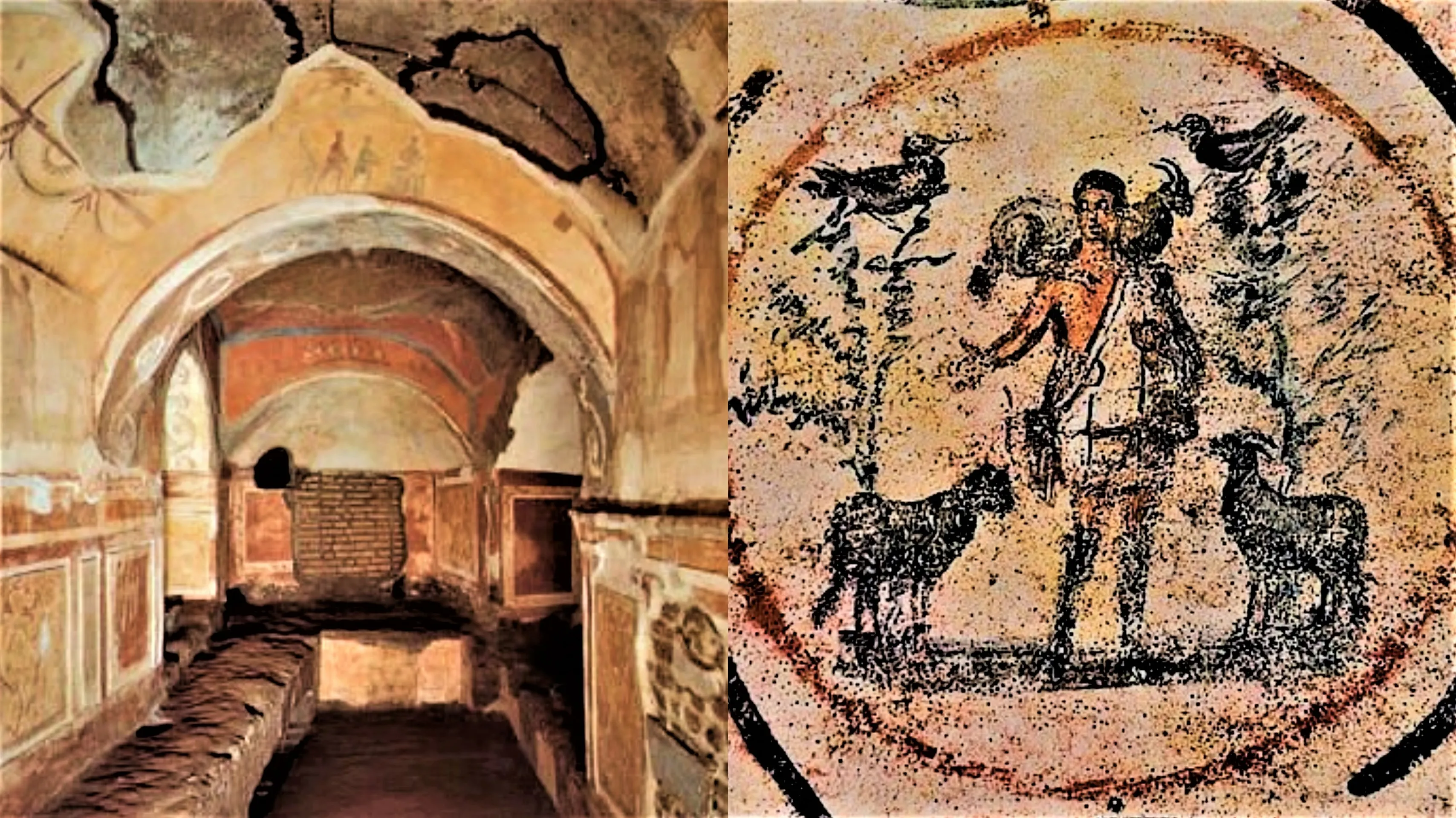 Interior view of the Catacombs of Priscilla