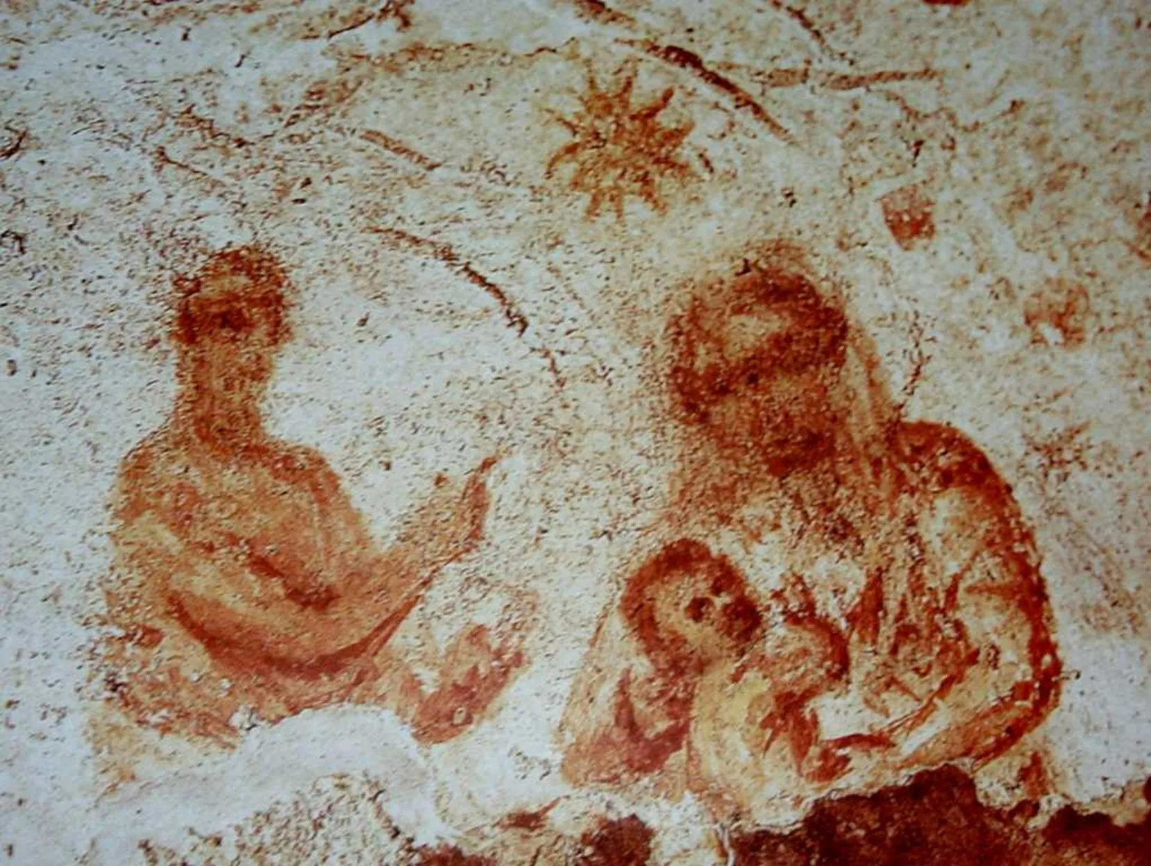 Early Christian nativity fresco associated with Priscilla Catacombs