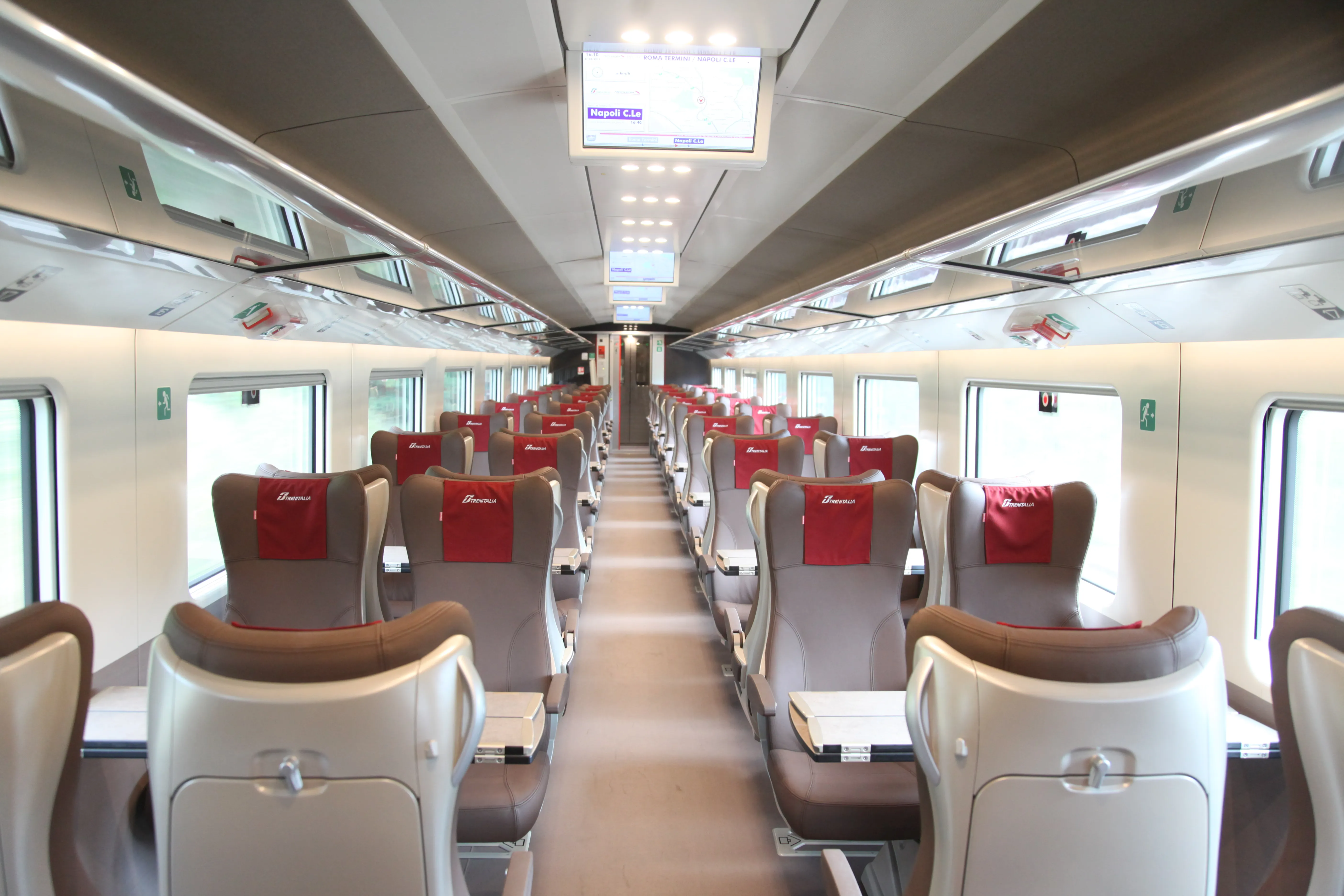 Interior seating on the Leonardo Express train