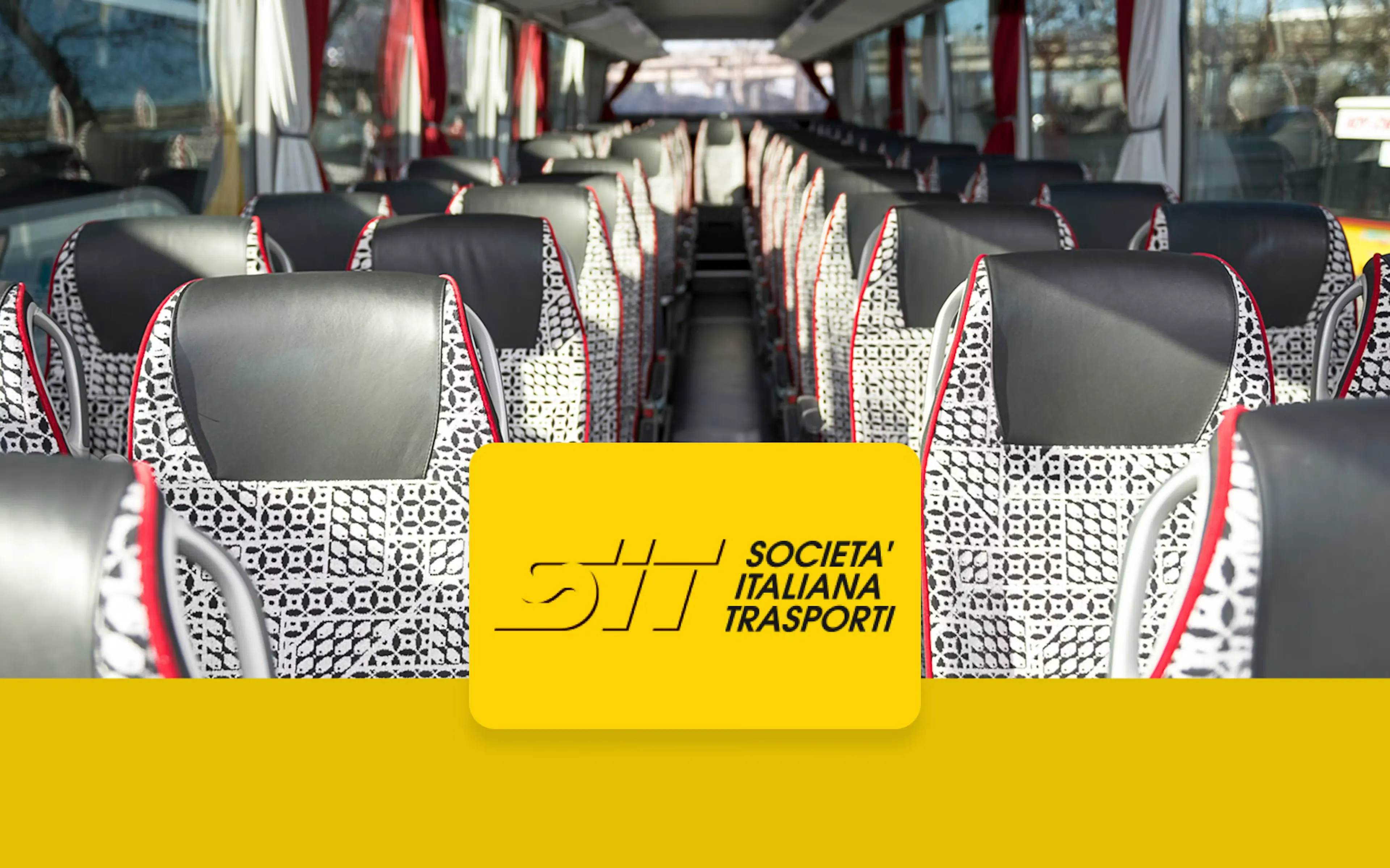 Interior of the Fiumicino airport shuttle bus