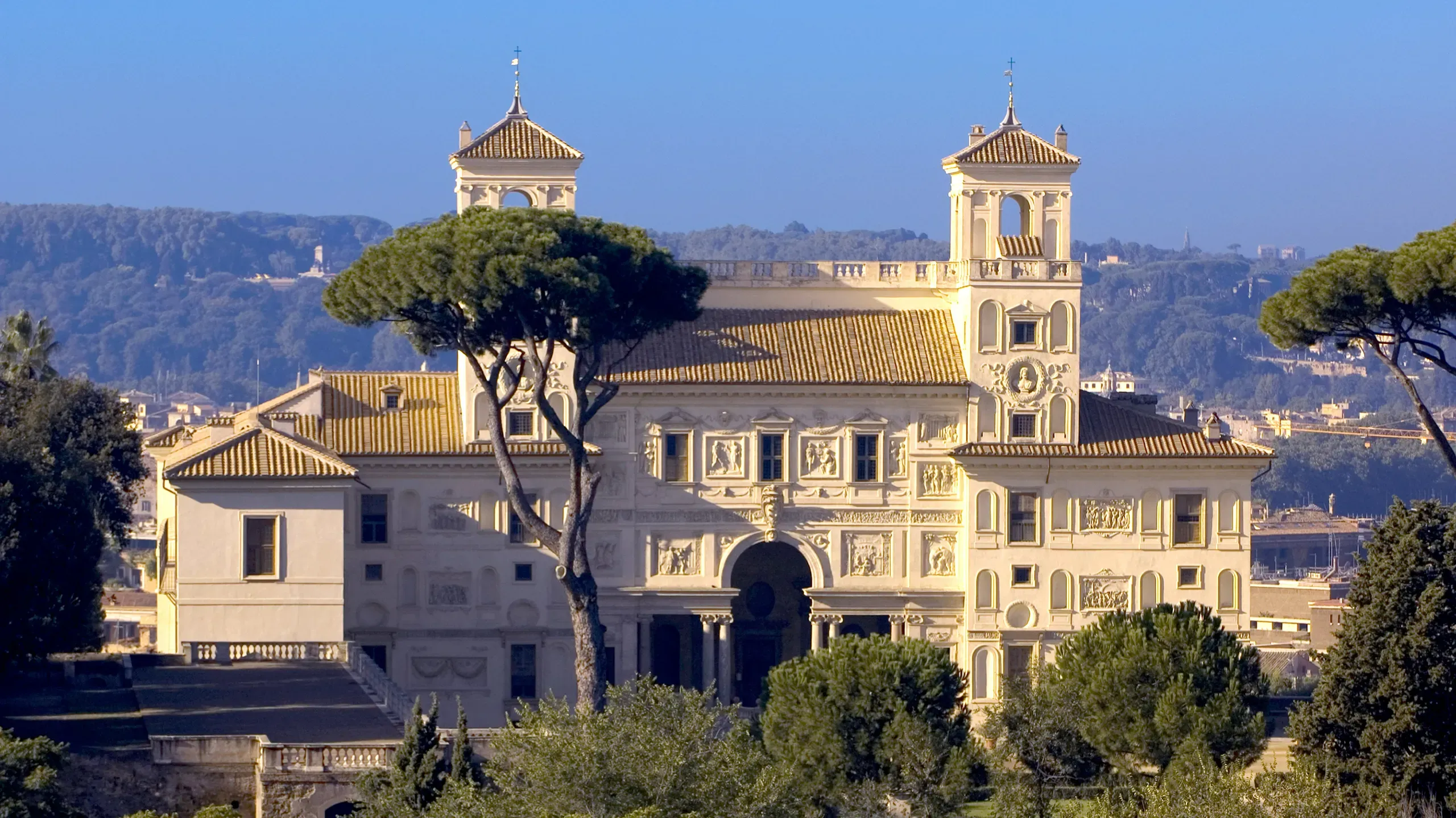 Aerial view of Villa Medici and gardens