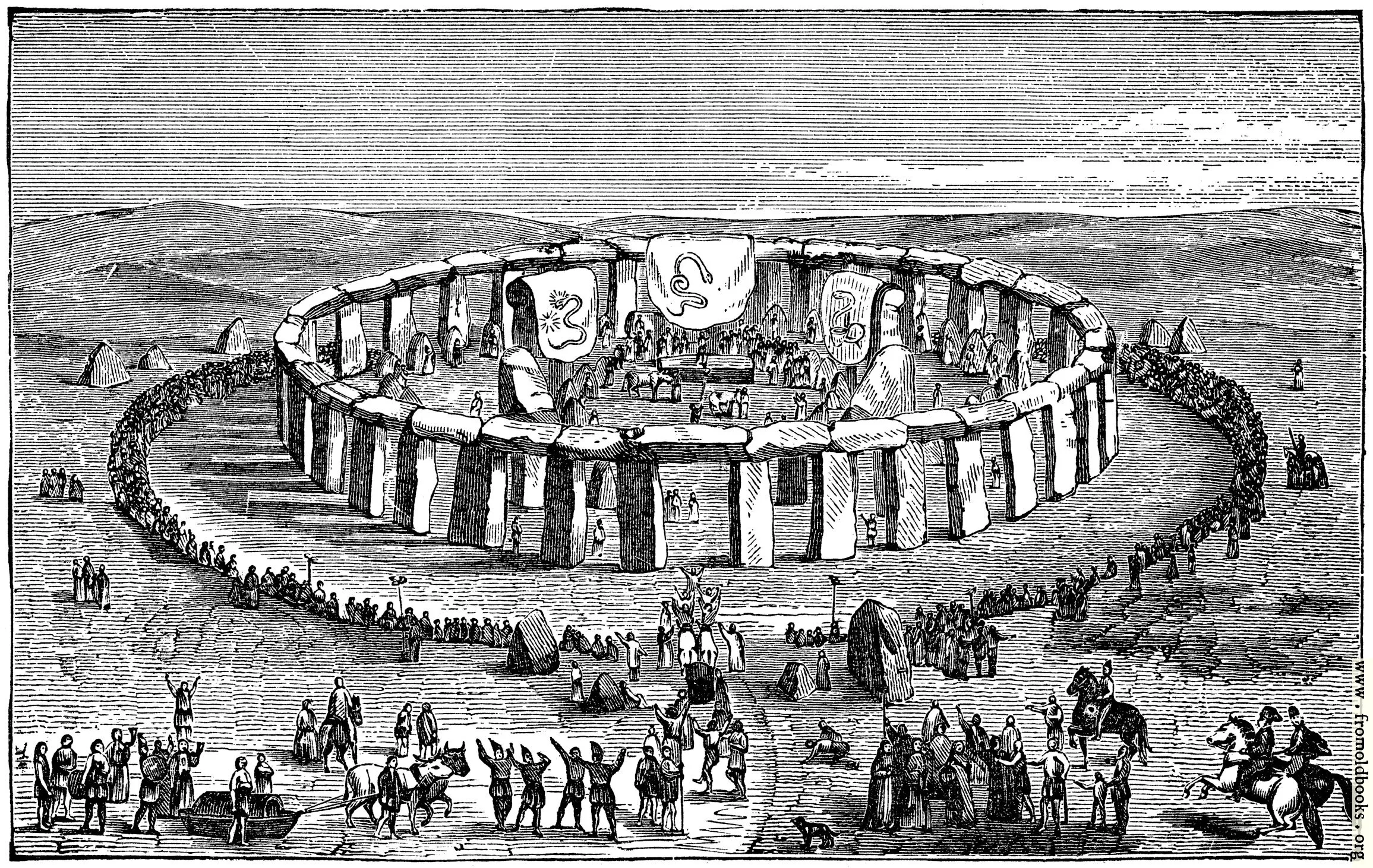 Ancient druidic worship depiction at Stonehenge