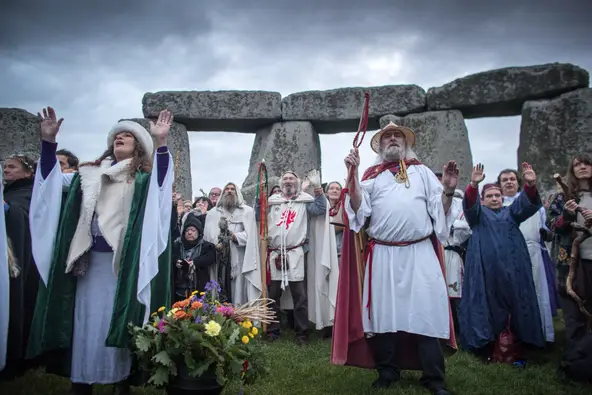 Druids gathering near Stonehenge
