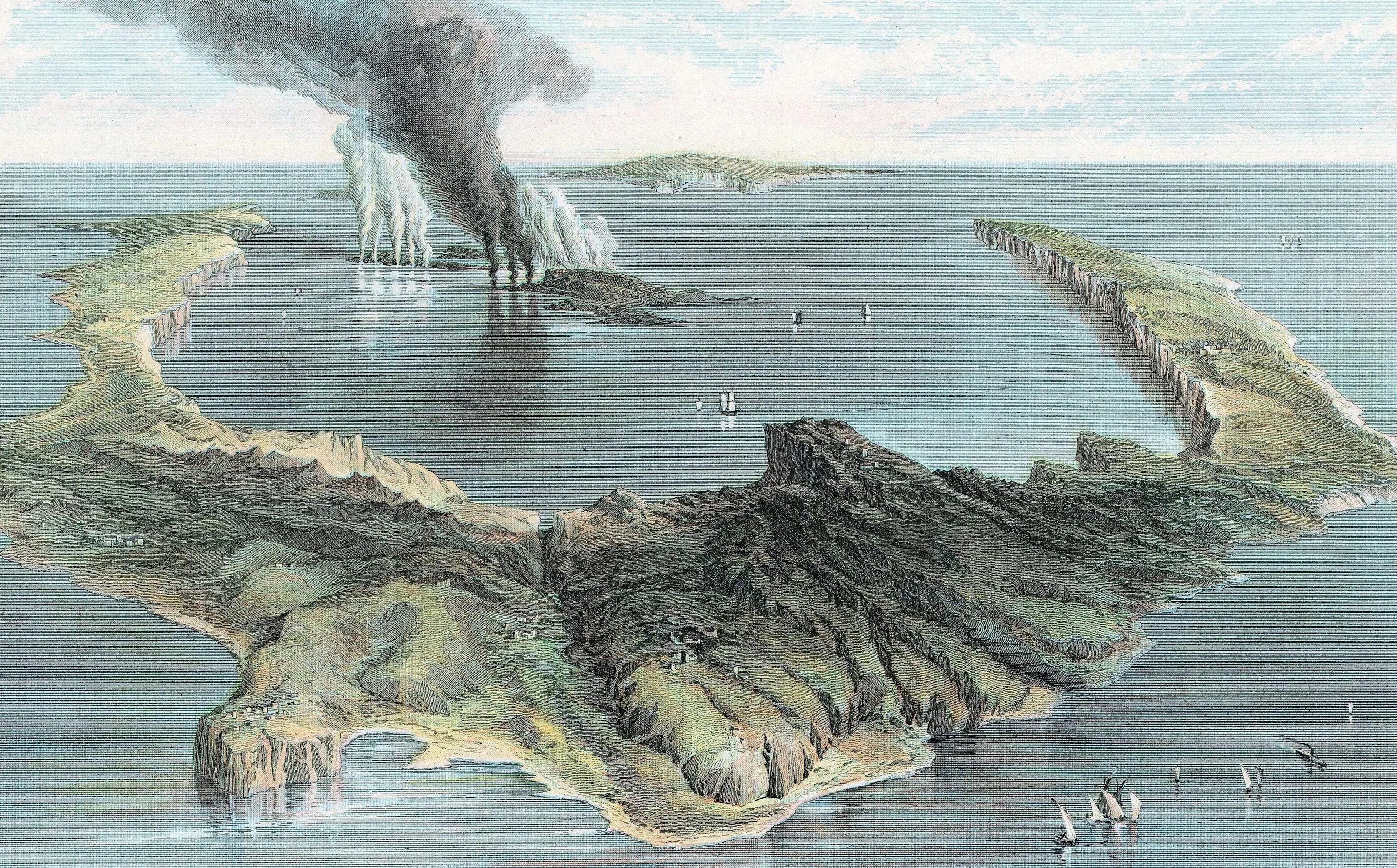 Illustration of Santorini great eruption