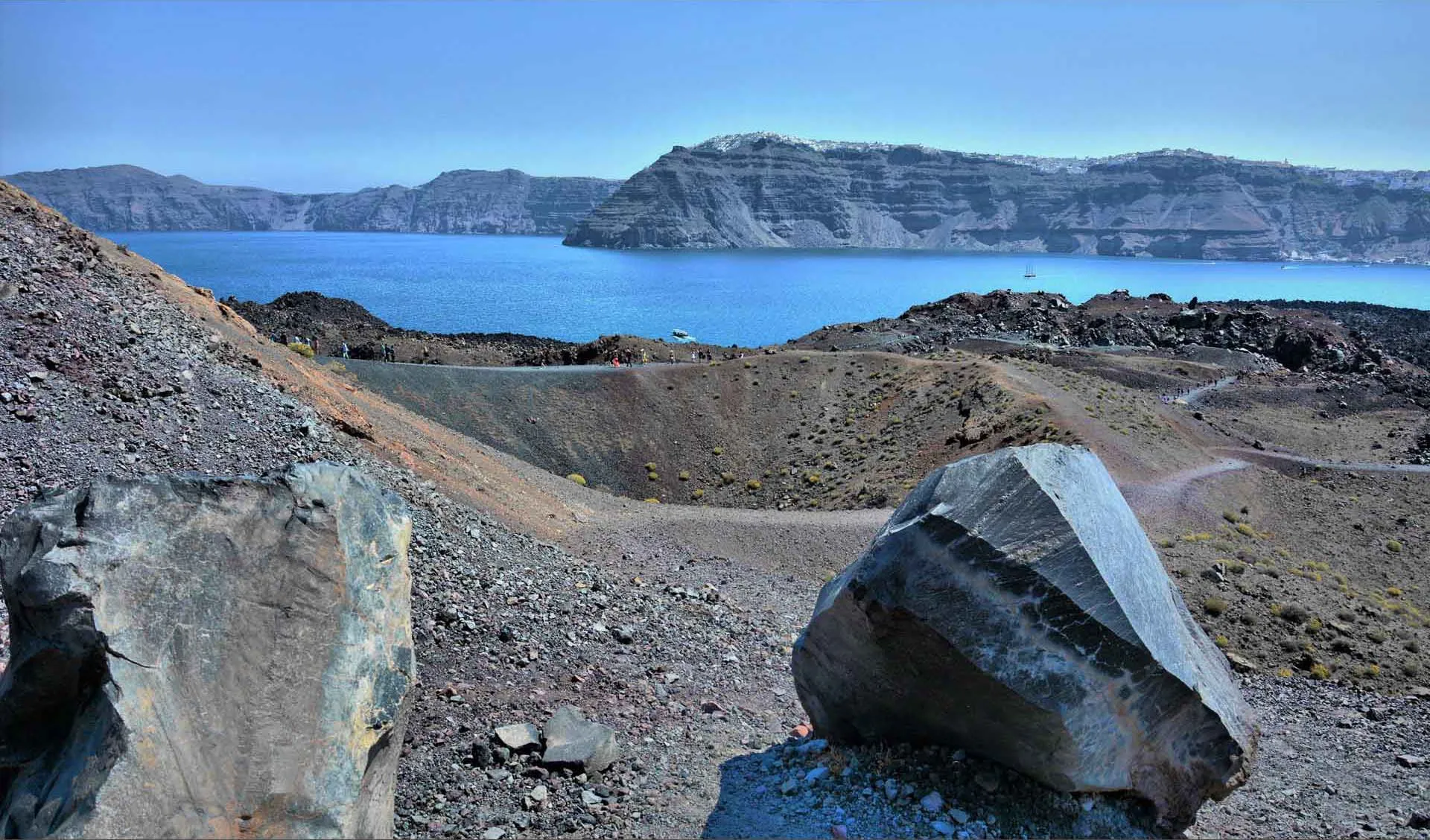 Santorini caldera rock formations