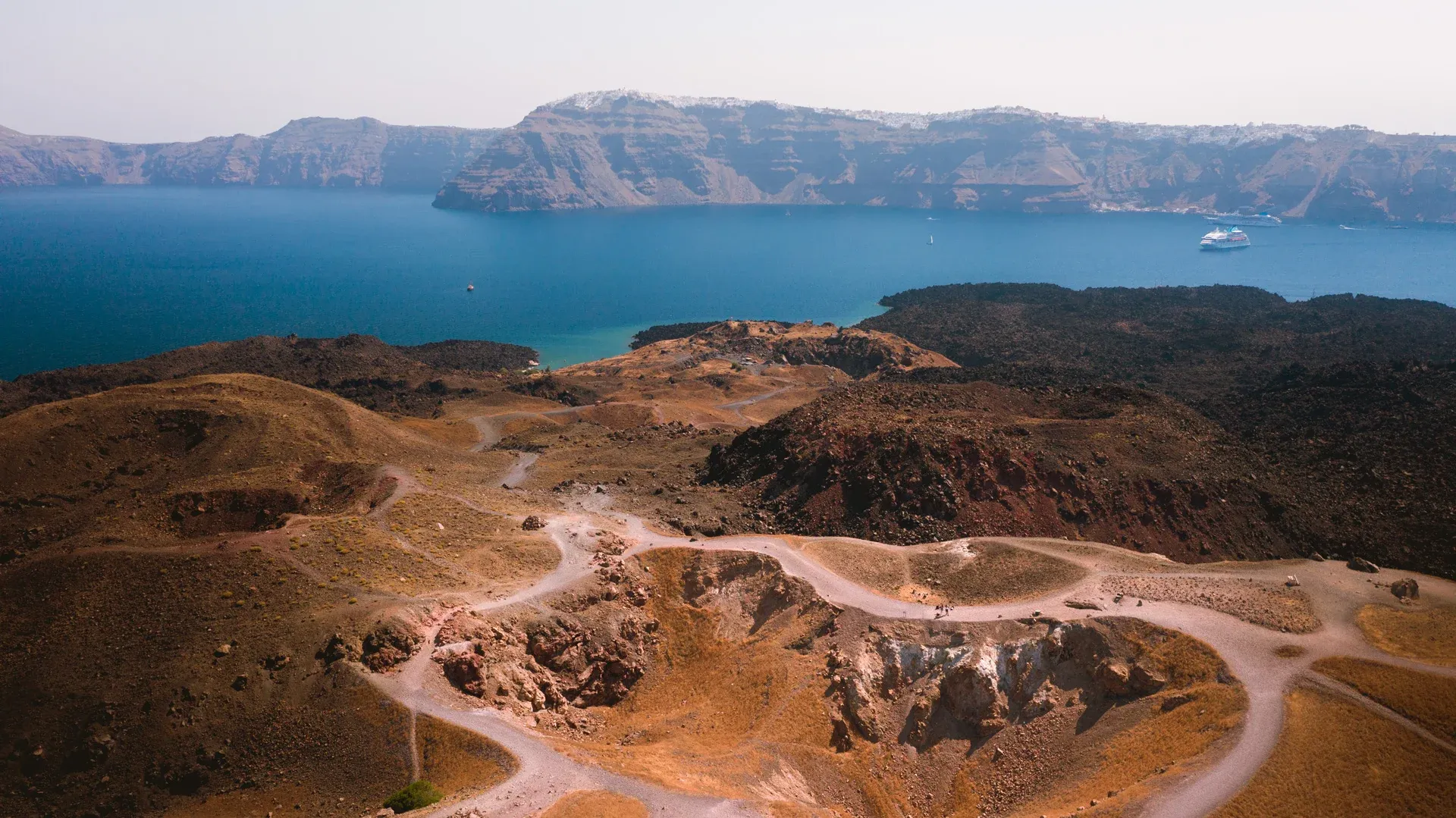 Lunar volcanic terrain on Nea Kameni island