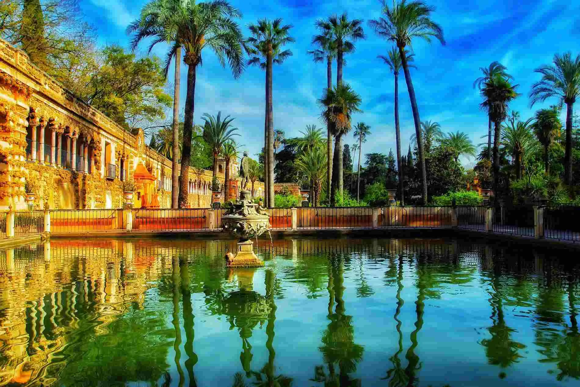 Evening pool reflection mood