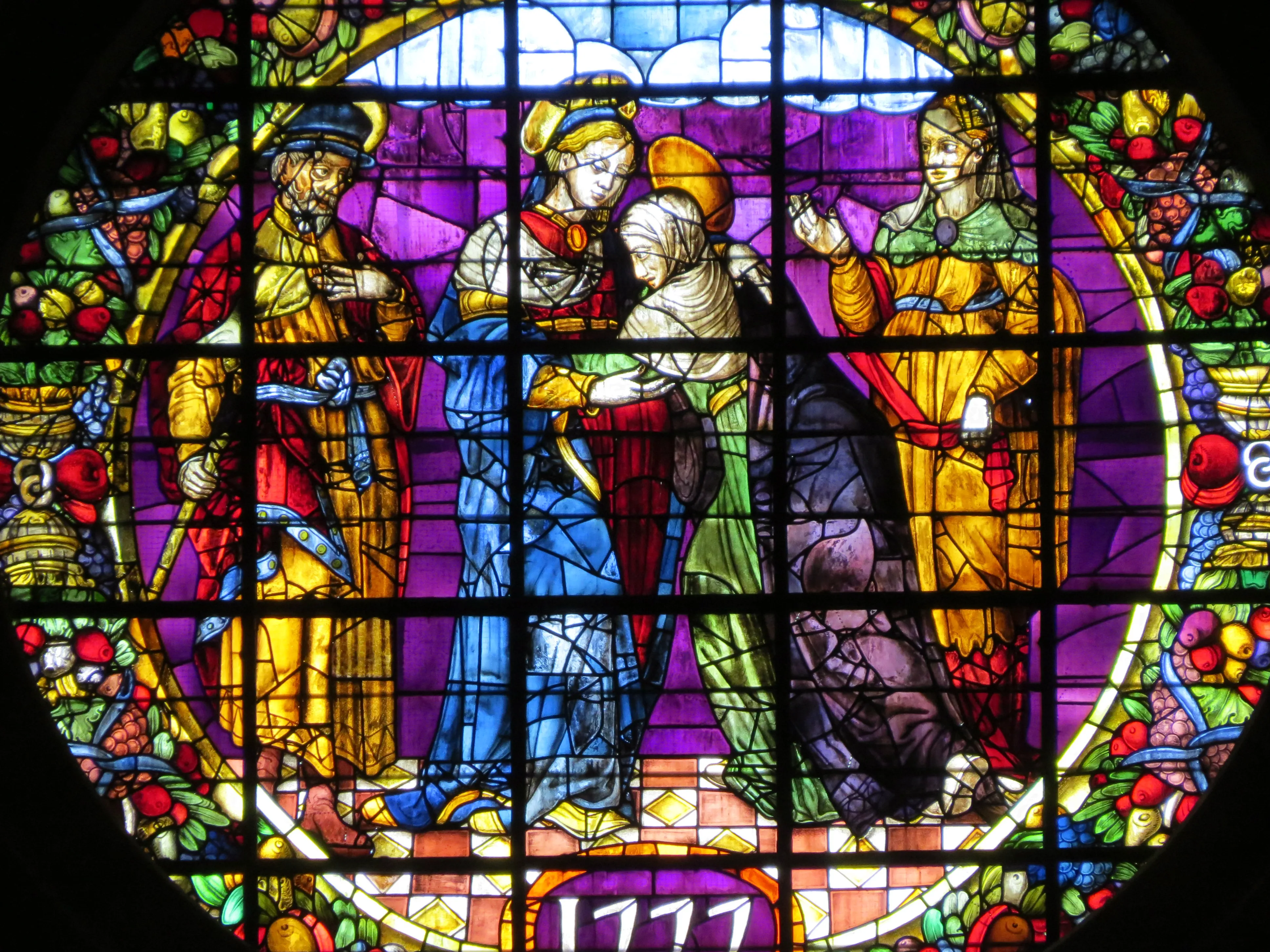 Colorful stained glass in Seville Cathedral