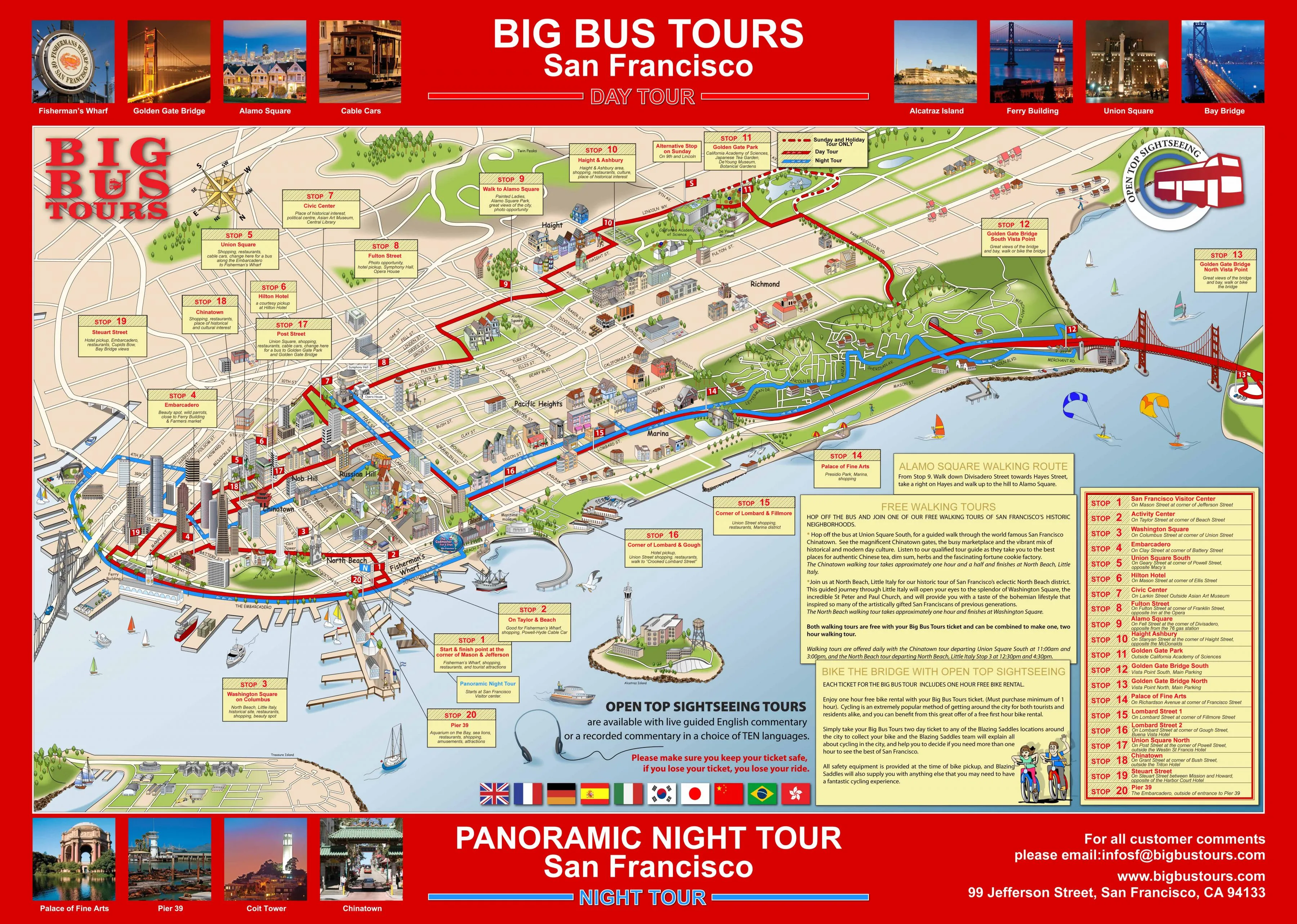 Night tour map for big bus
