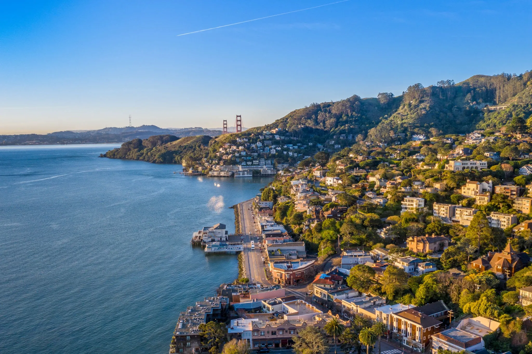 Aerial view of Sausalito — common shore stop