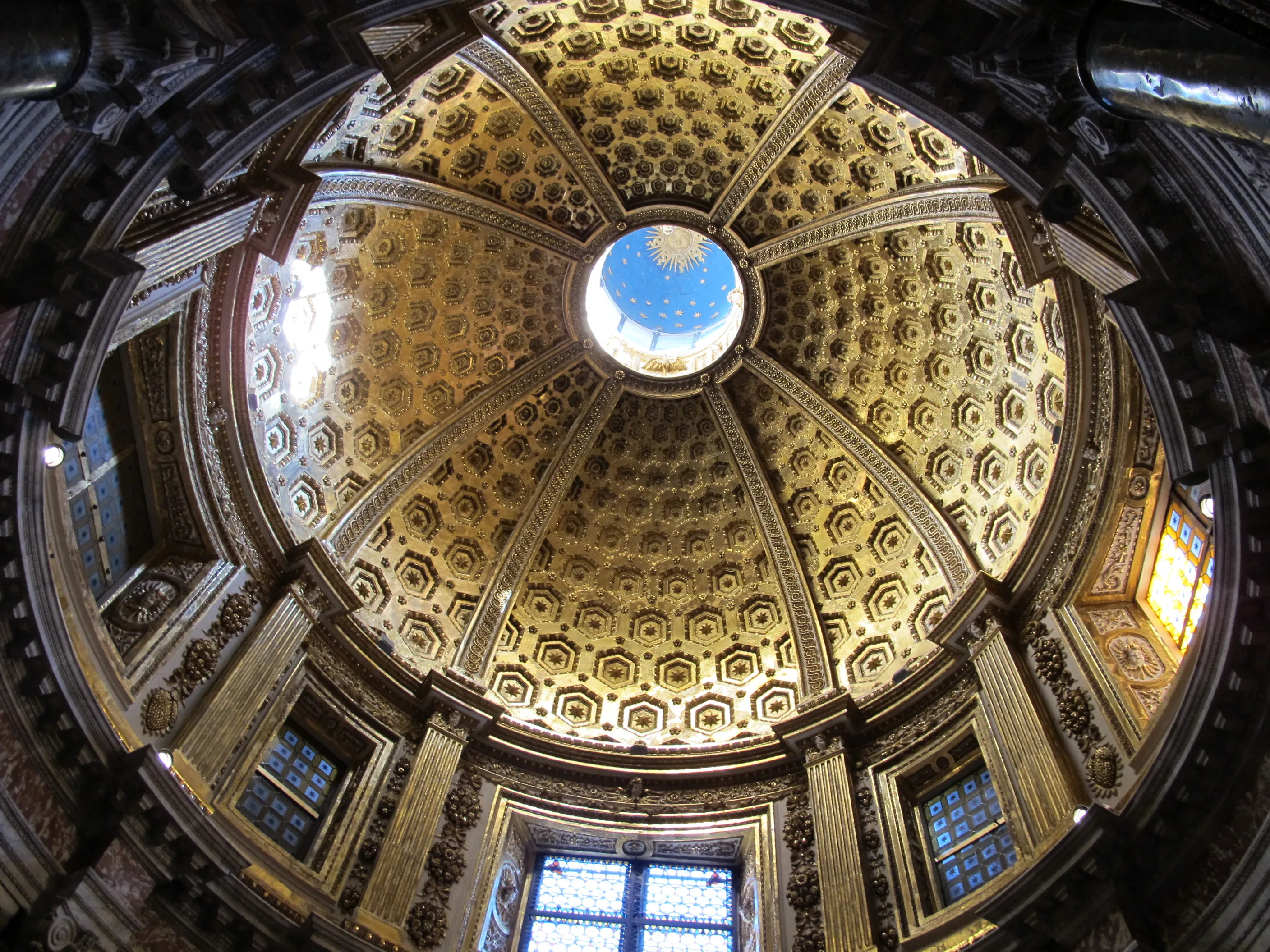 Interior view toward Siena Cathedral dome