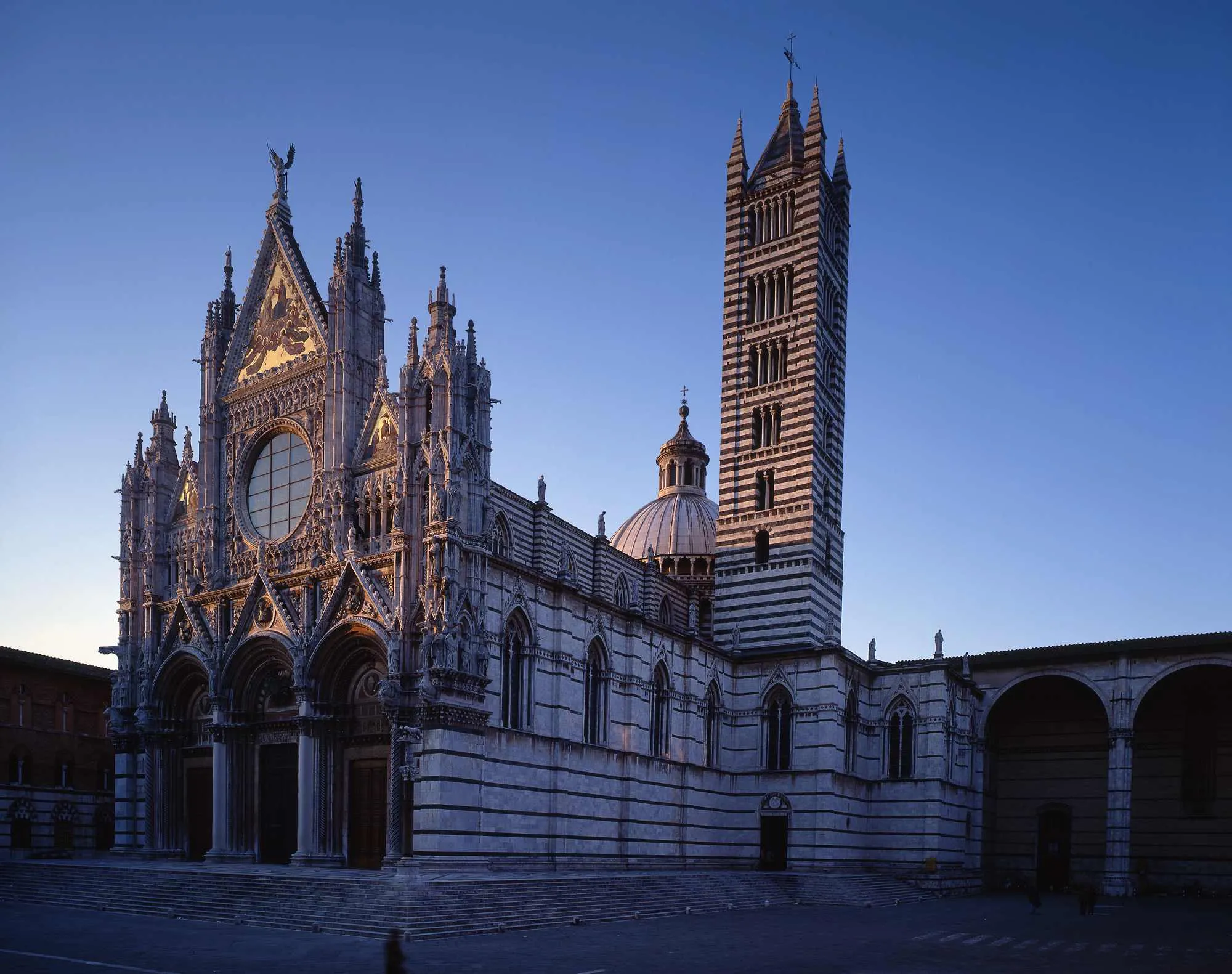 Siena Cathedral facade at sunrise