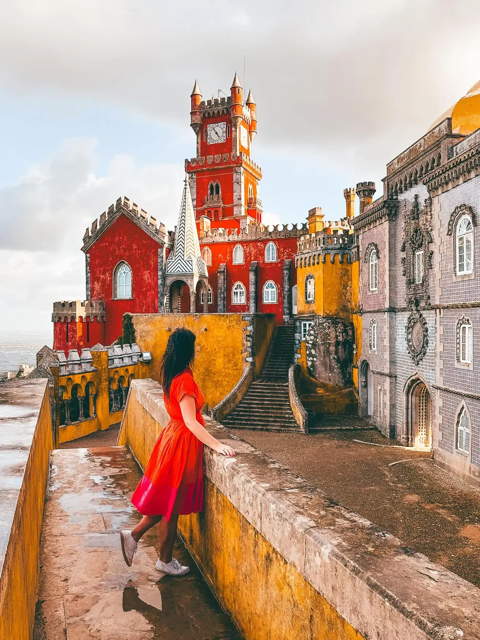 Couple enjoying scenic view from Palácio da Pena, Sintra