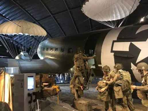 Paratroopers boarding aircraft before a night jump