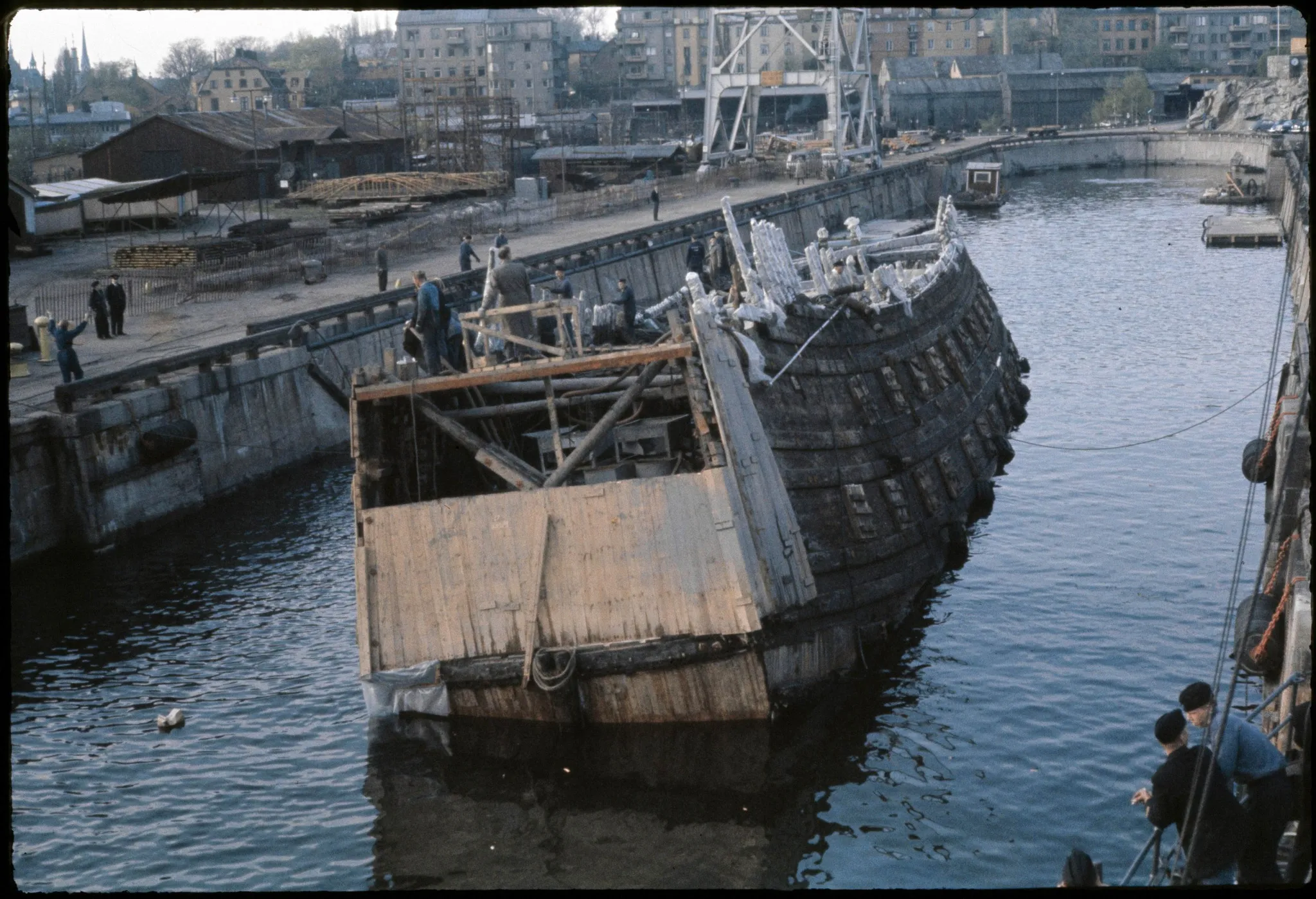 The Vasa being towed after it was raised