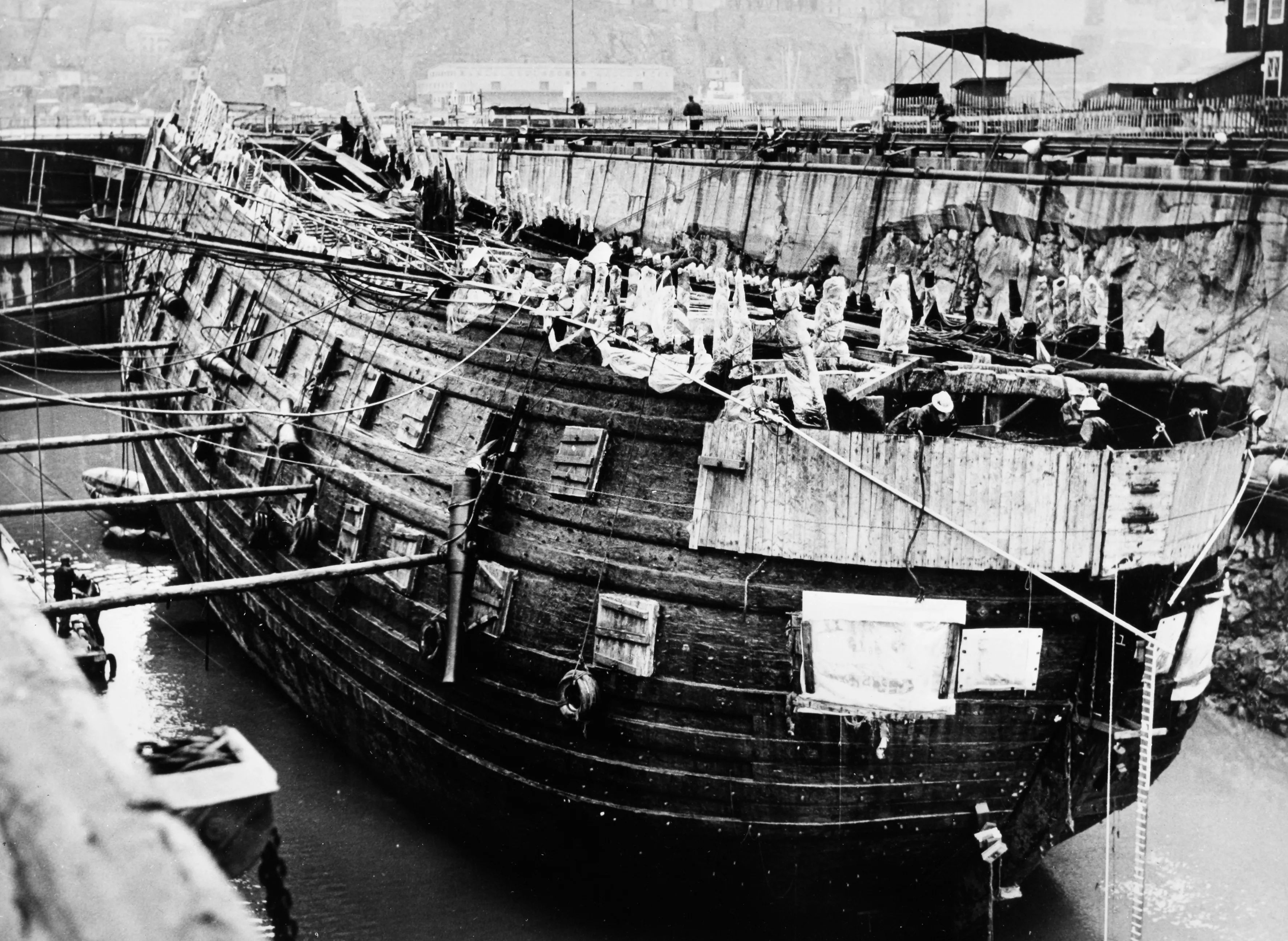 The Vasa in dry dock after recovery