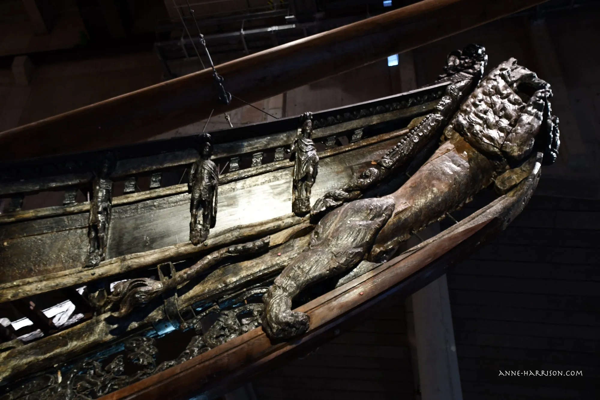 Carved lion figure on the Vasa prow