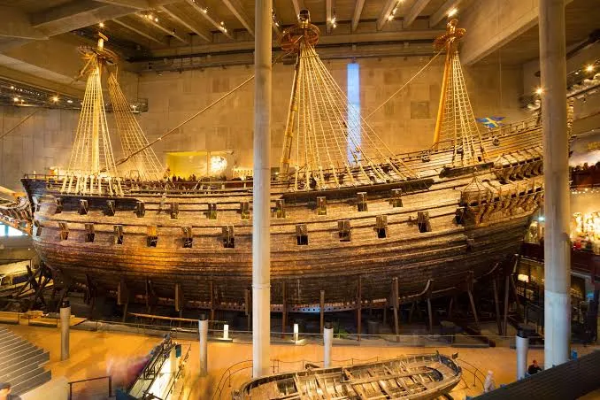 Side view of the preserved Vasa ship