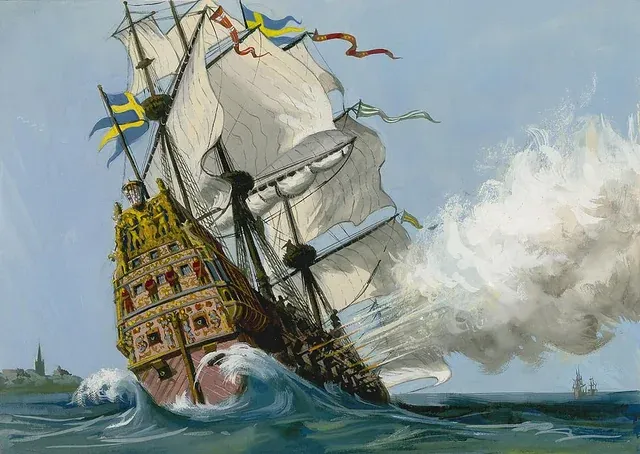 Painting of Vasa's maiden voyage