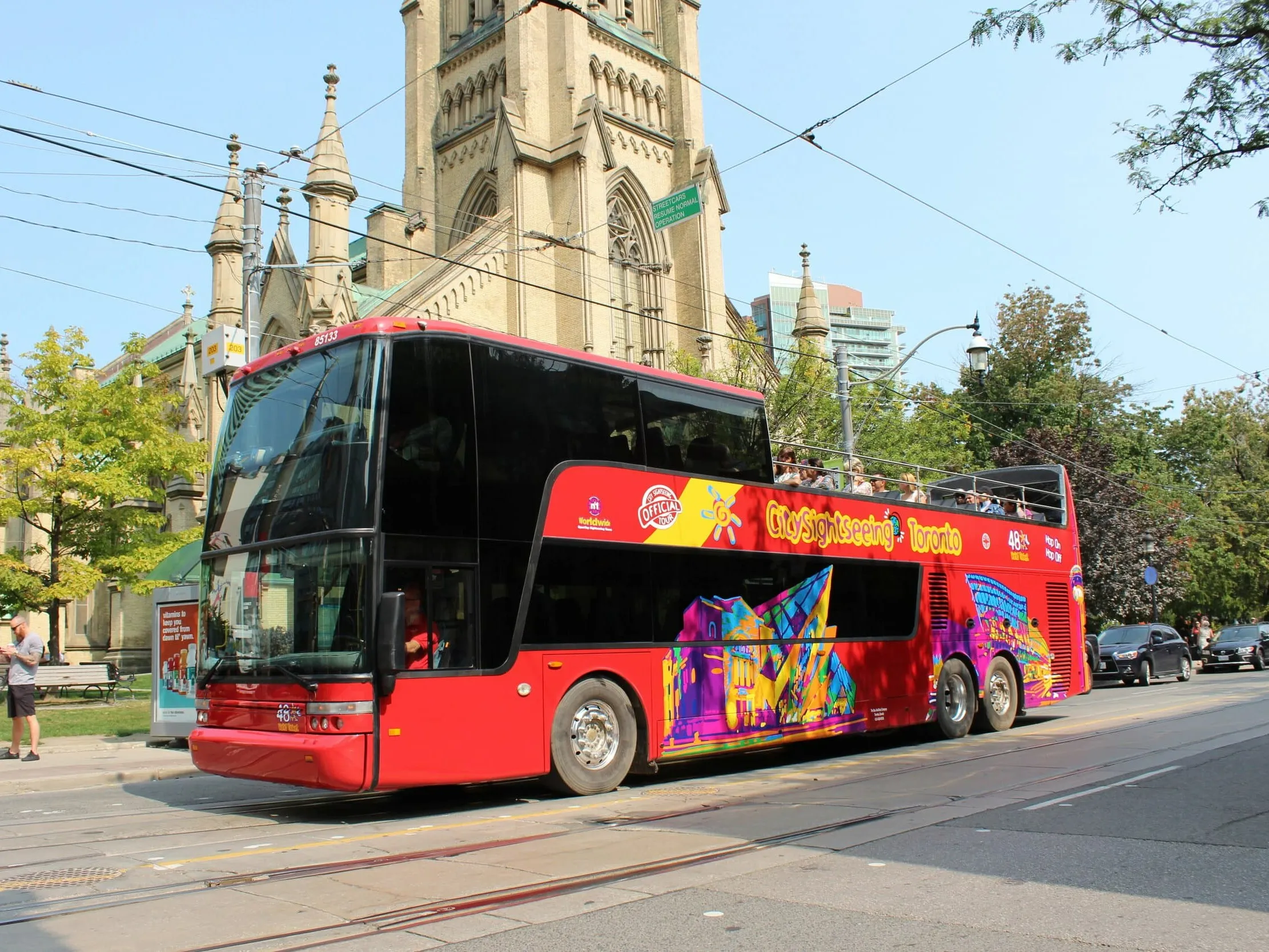 City Sightseeing Toronto hop-on hop-off bus on a downtown street