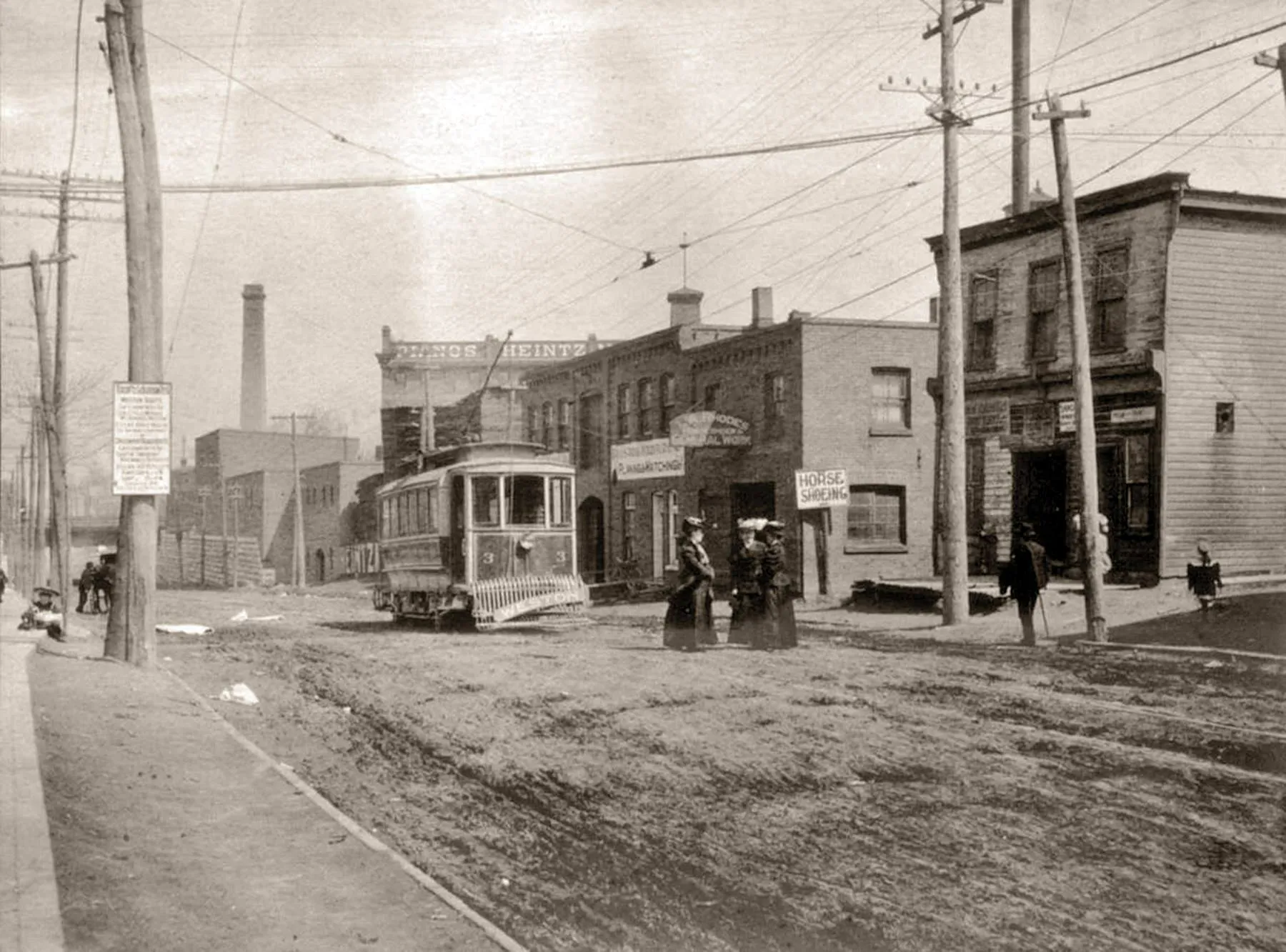 Toronto street trolley on Keele Street circa 1910
