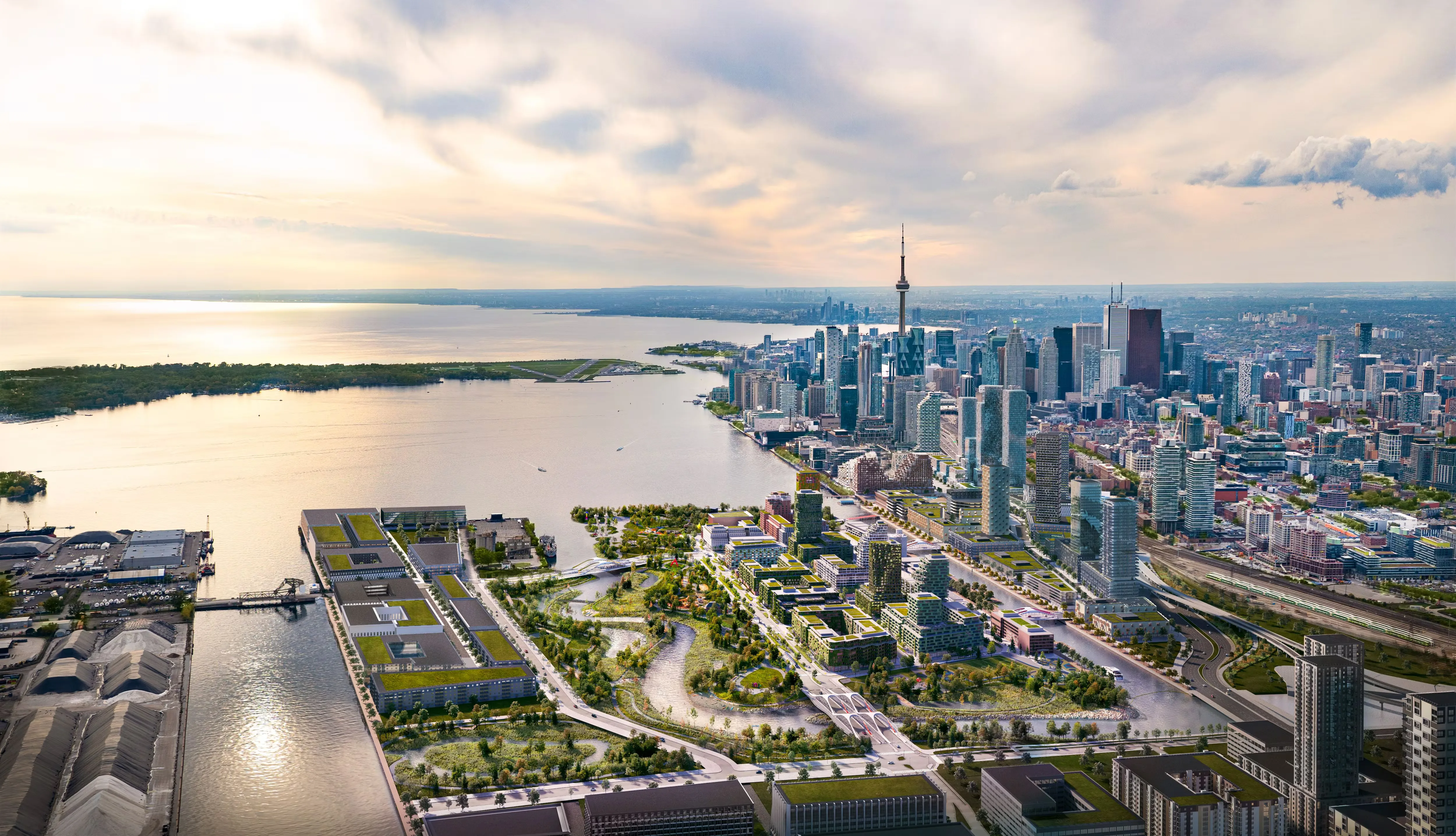 Bird's-eye view of Toronto Harbour and waterfront