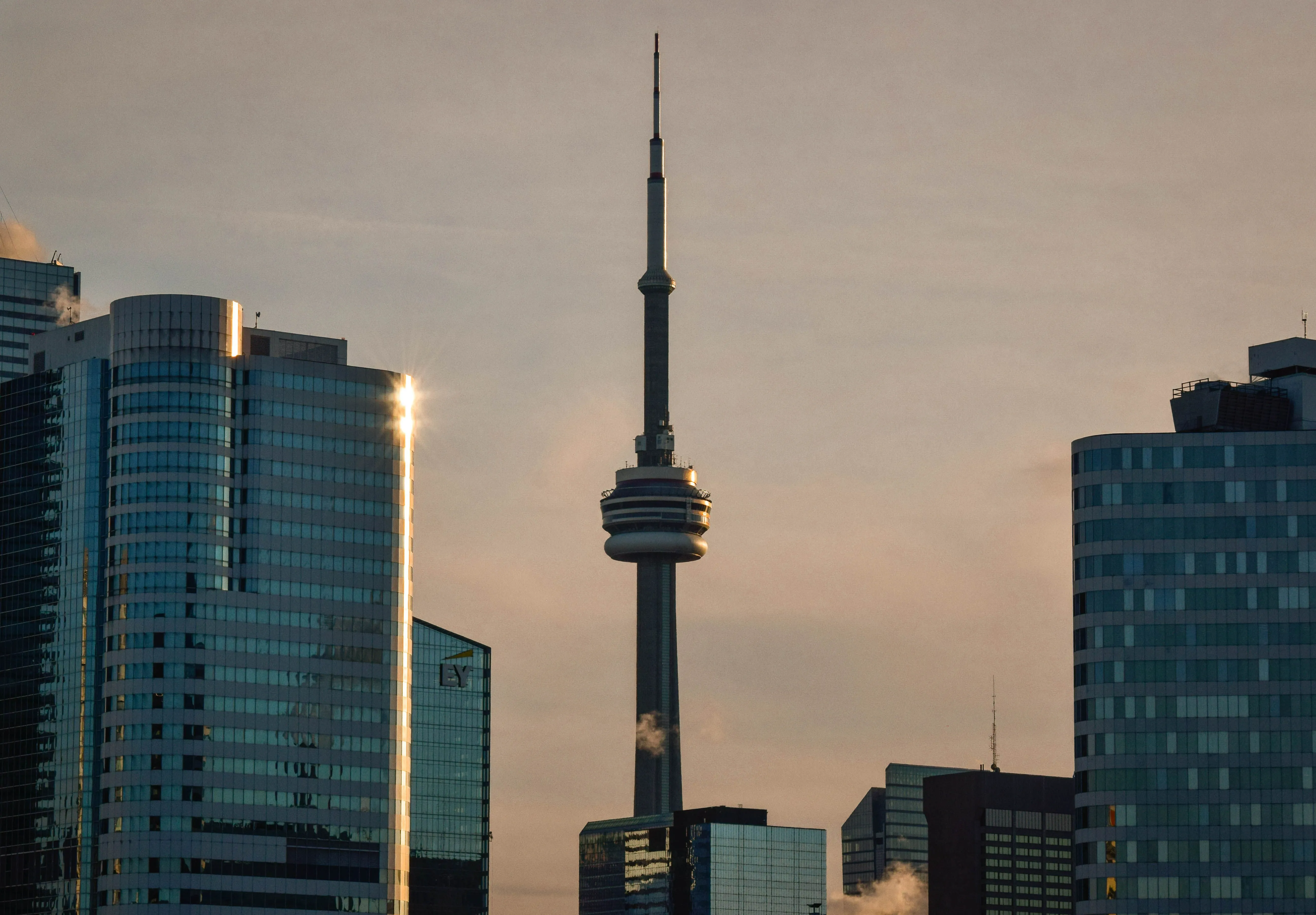 CN Tower and Toronto skyline at sunset