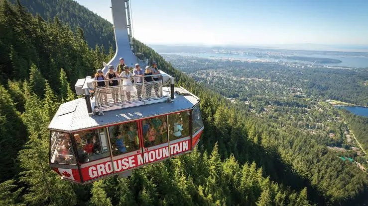 Landscape view from the Grouse Mountain cableway