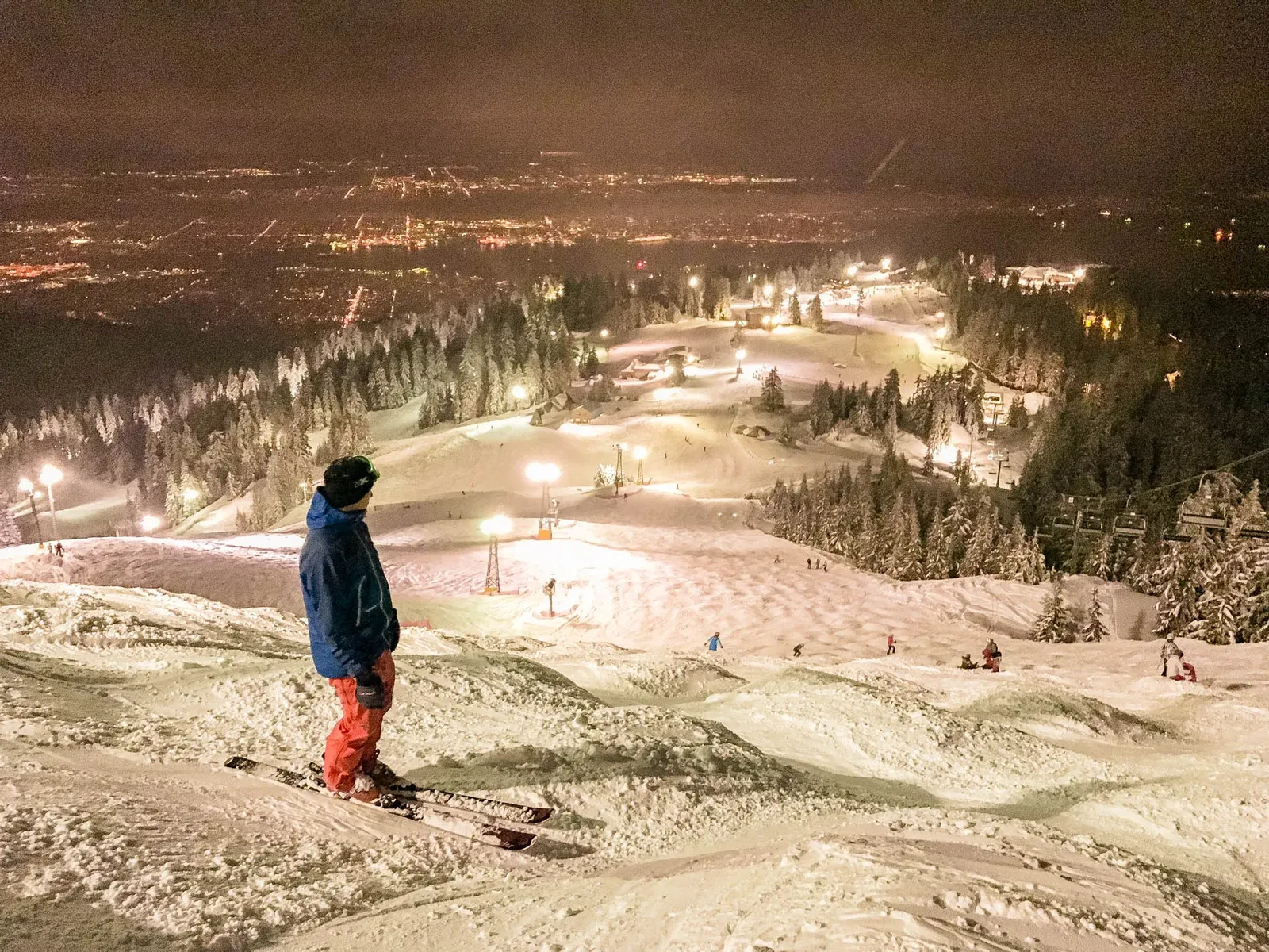 Night skiing lights on Grouse Mountain