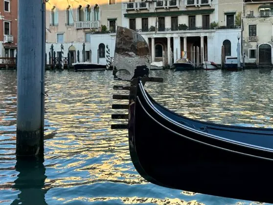 Close-up of the gondola's iron prow ornament called the ferro