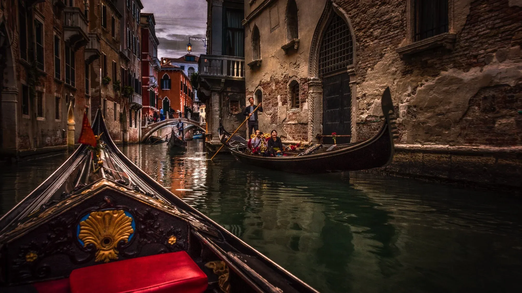 Night scene in a small canal