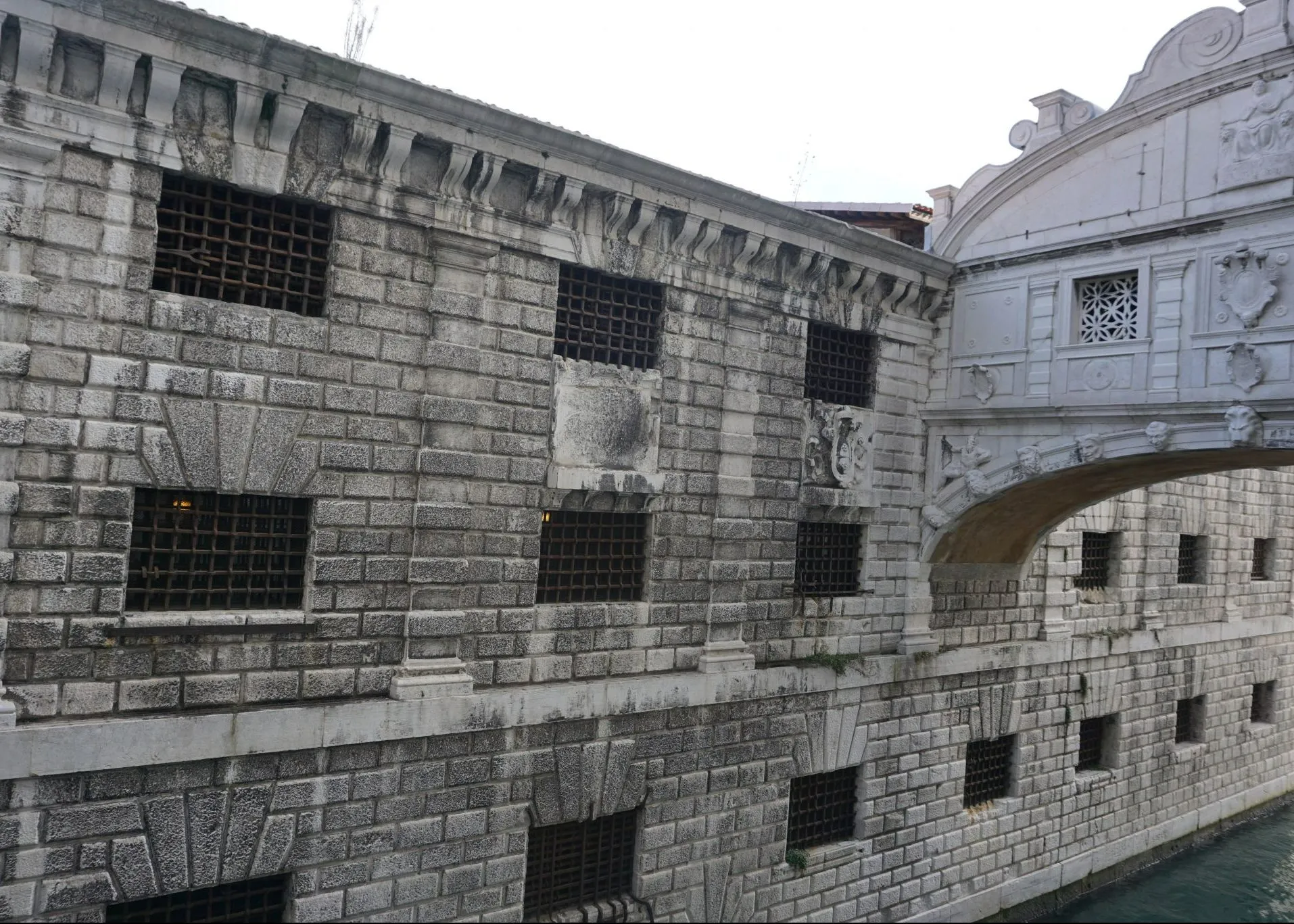 View through prison bars to canal