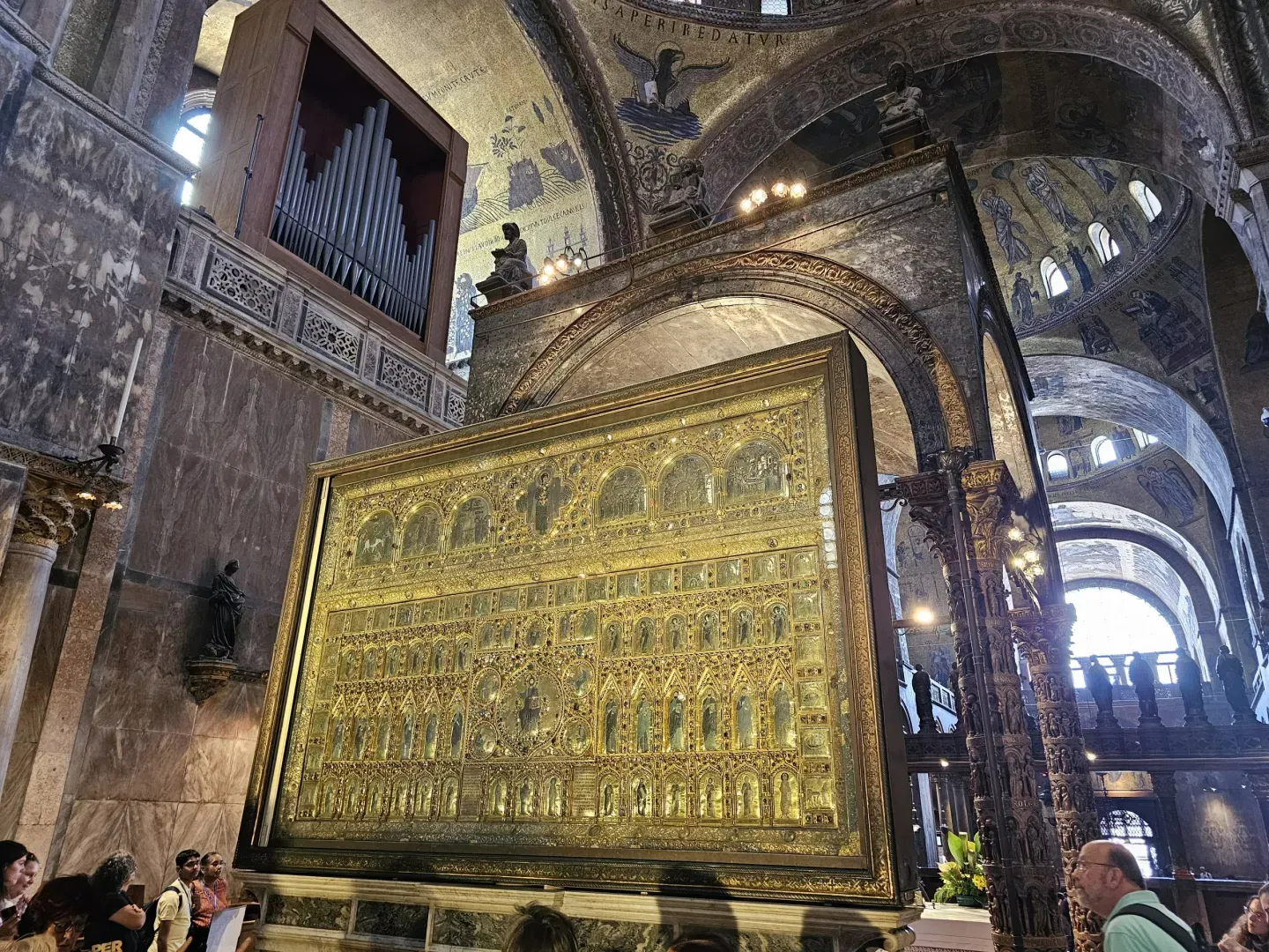 Close-up of the golden Pala d’Oro altarpiece