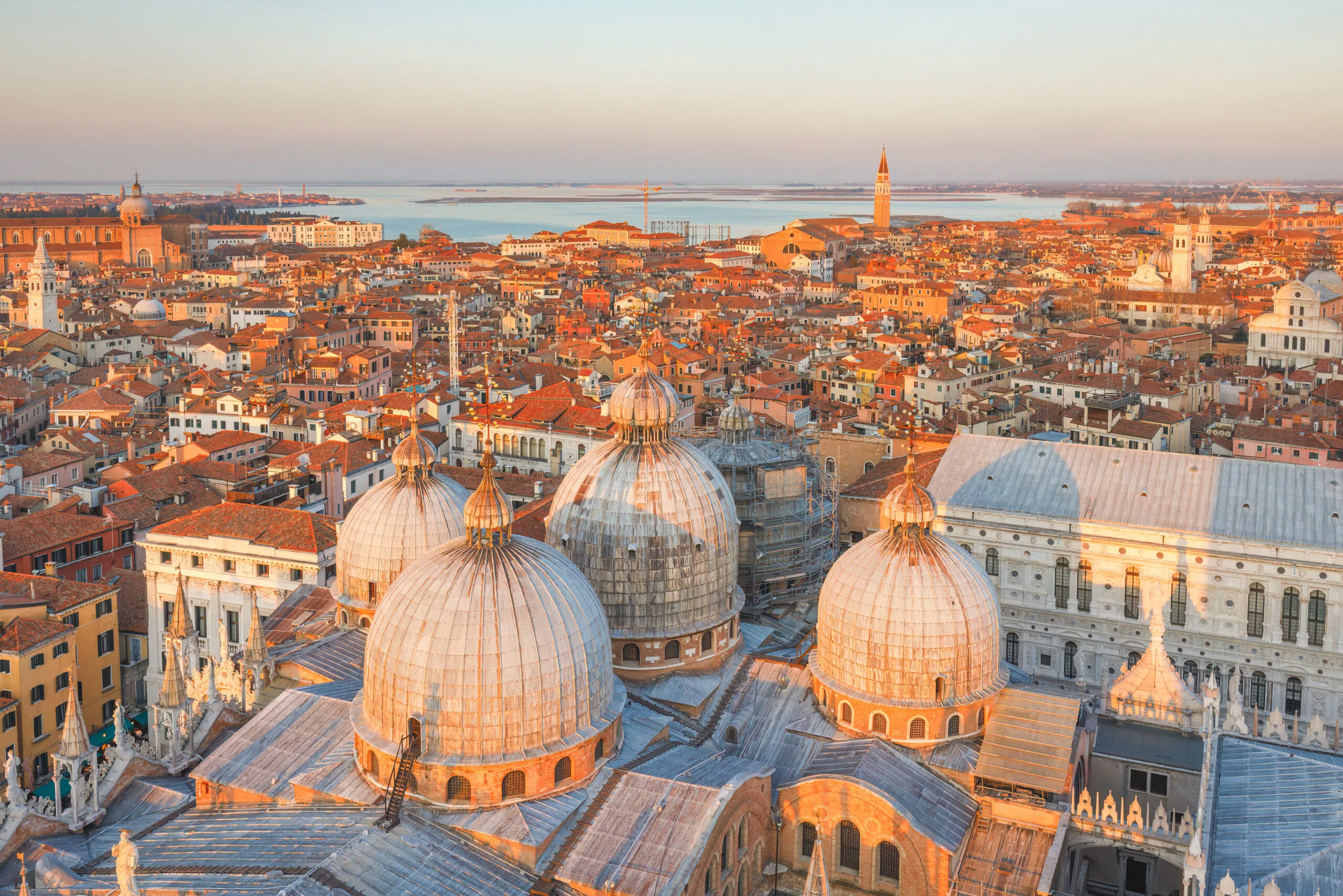 Aerial view of St. Mark’s Basilica domes