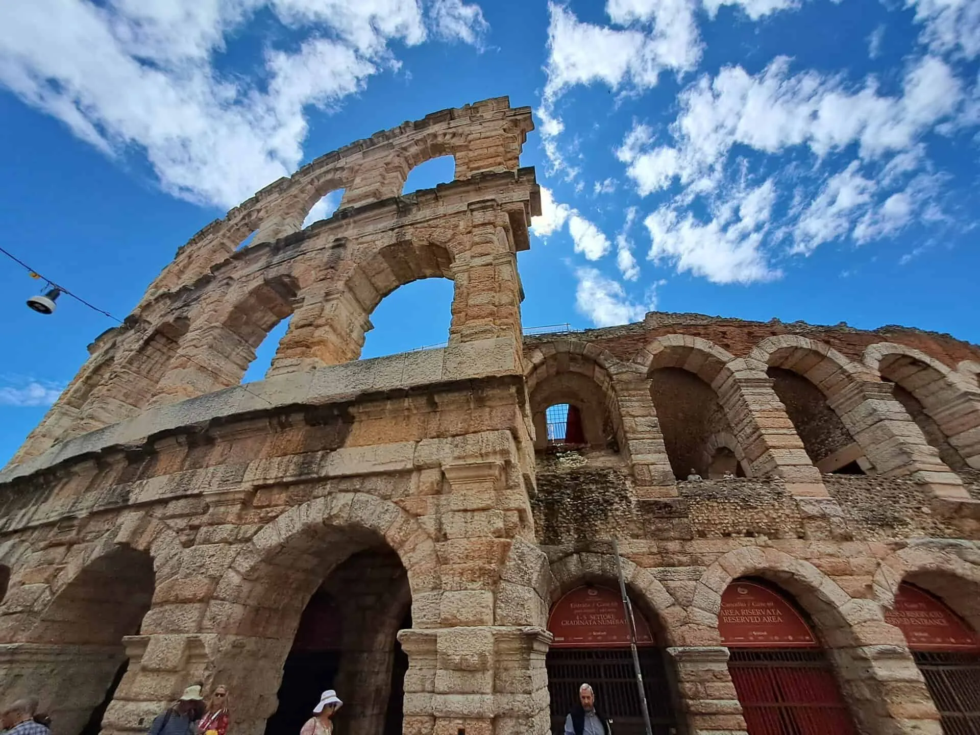 Detail of Verona Arena stone wall blocks